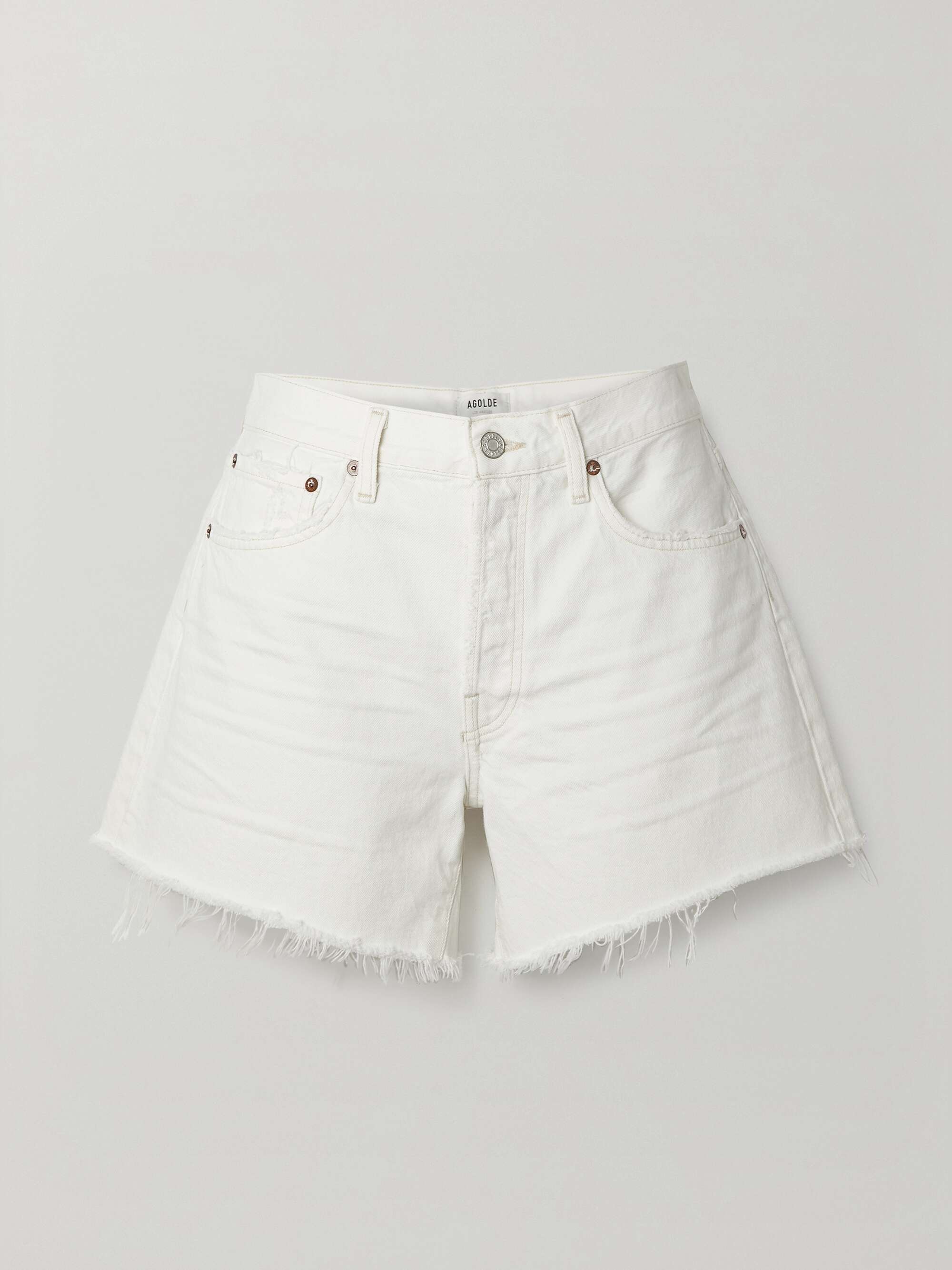 Distressed white jean shorts sales