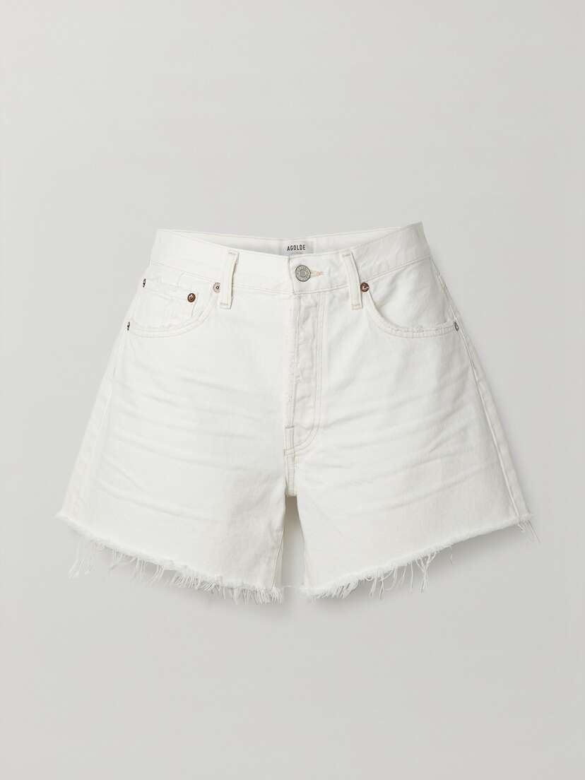 AGOLDE Parker Long Distressed Denim Shorts