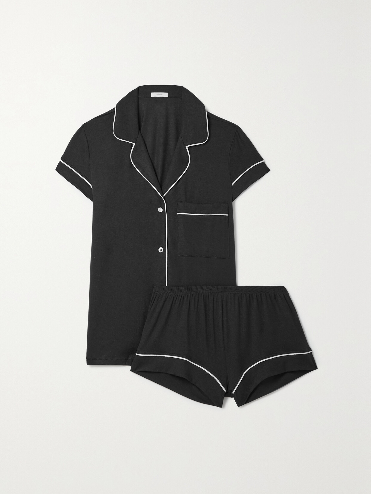 Eberjey Gisele Short Sleeve Crop Pajama Set In Black