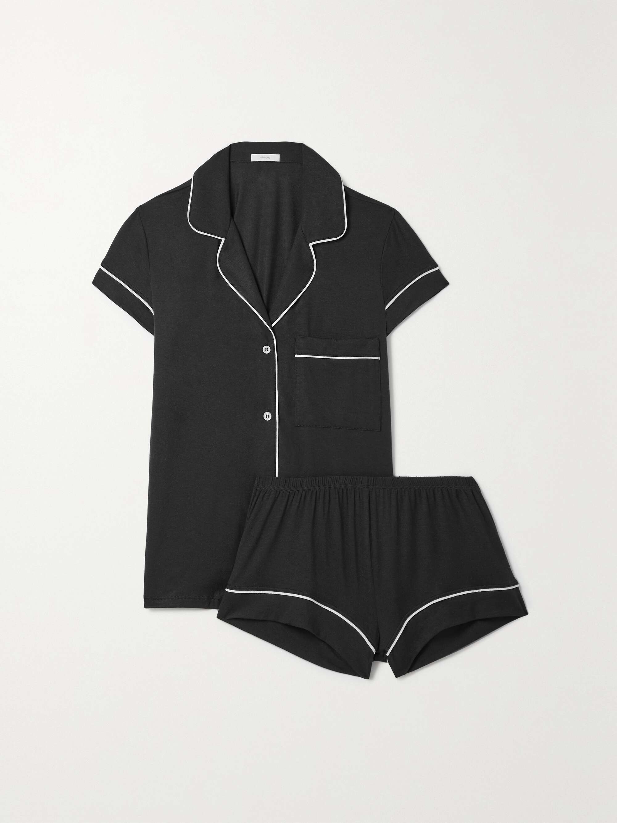 Gisele piped stretch-modal pajama set