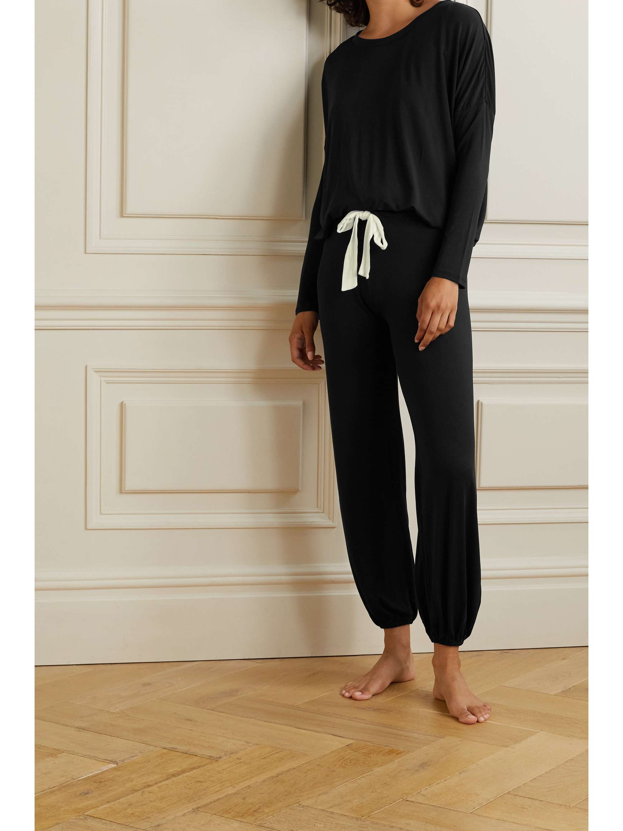 Black Gisele stretch-modal pajama set 