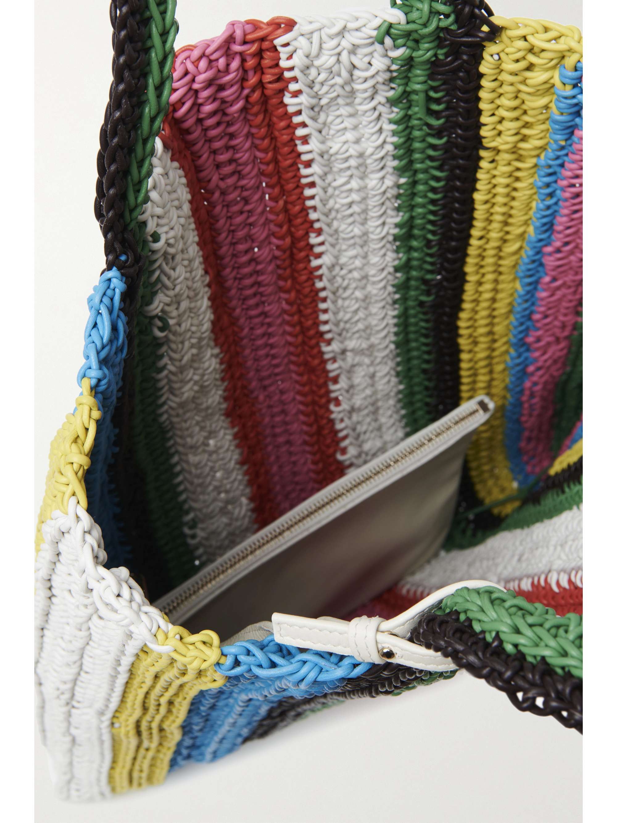 CHLOÉ Knit medium woven leather tote NETAPORTER