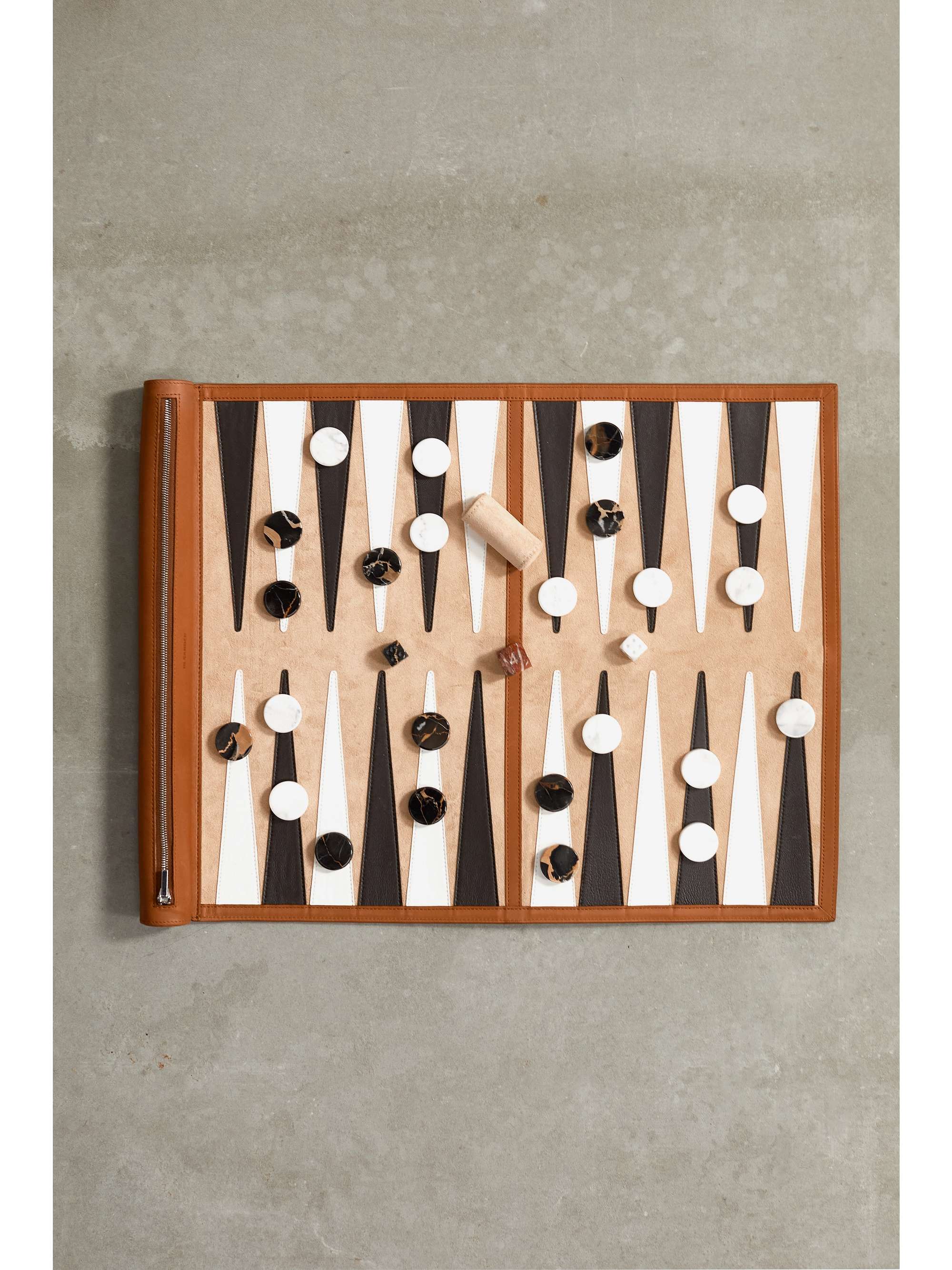 JIL SANDER Portable leather backgammon set