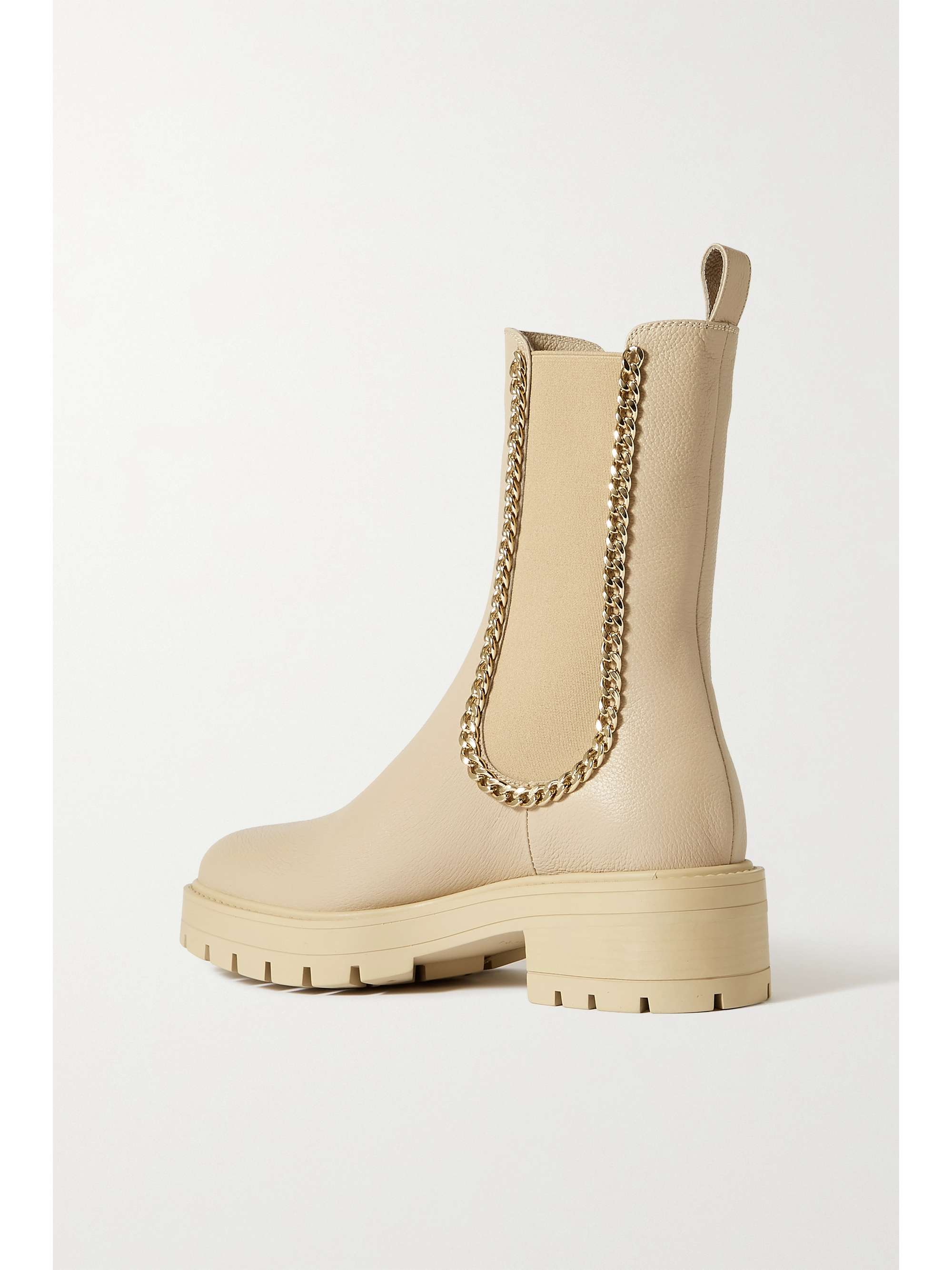AQUAZZURA Mason chain-embellished textured-leather Chelsea boots