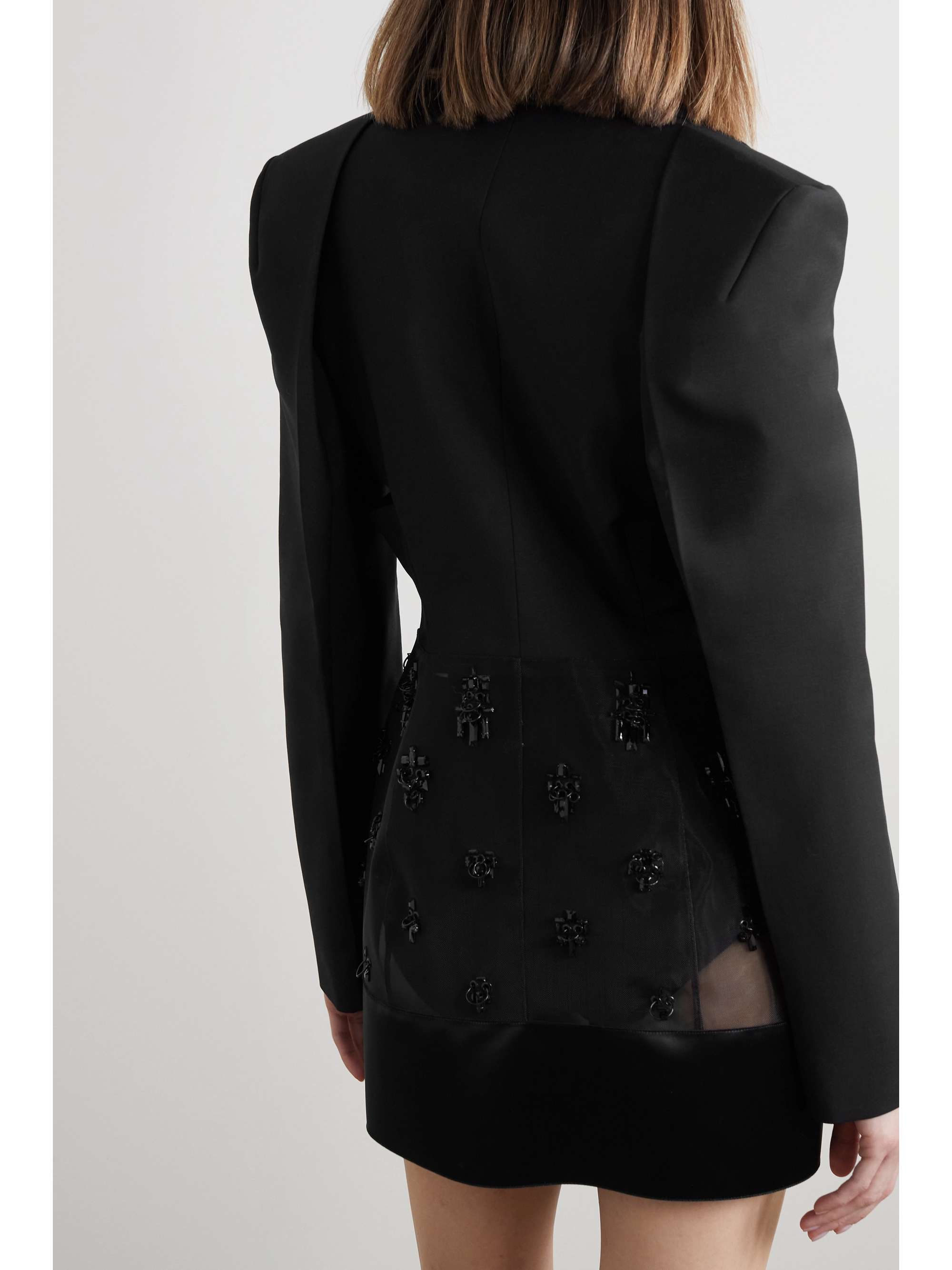 GIVENCHY Cutout bead-embellished tulle, satin and wool and mohair-blend blazer