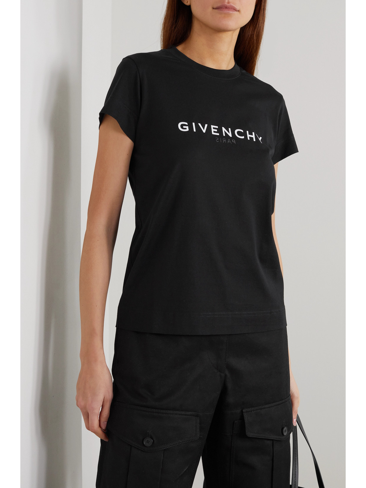 Shop Givenchy Printed Cotton-jersey T-shirt In Black