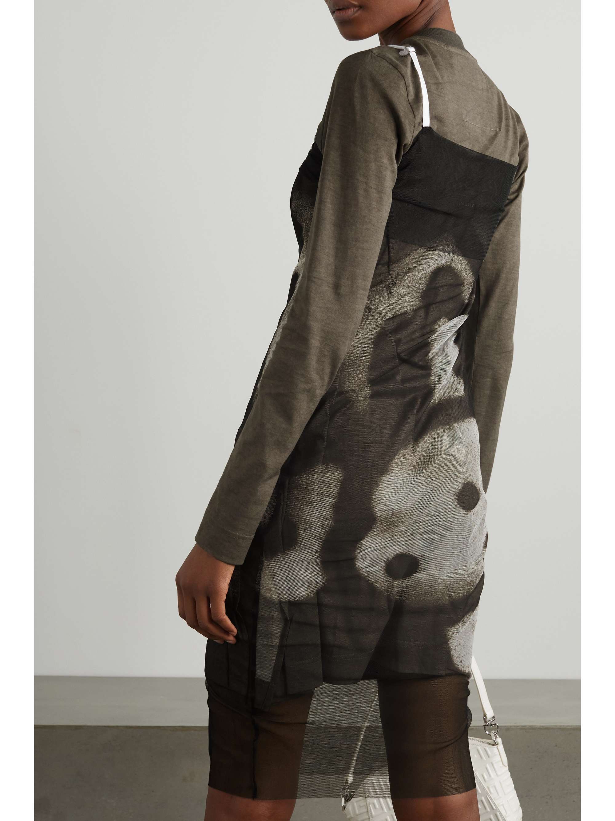 GIVENCHY Layered printed tulle and cotton-jersey midi dress