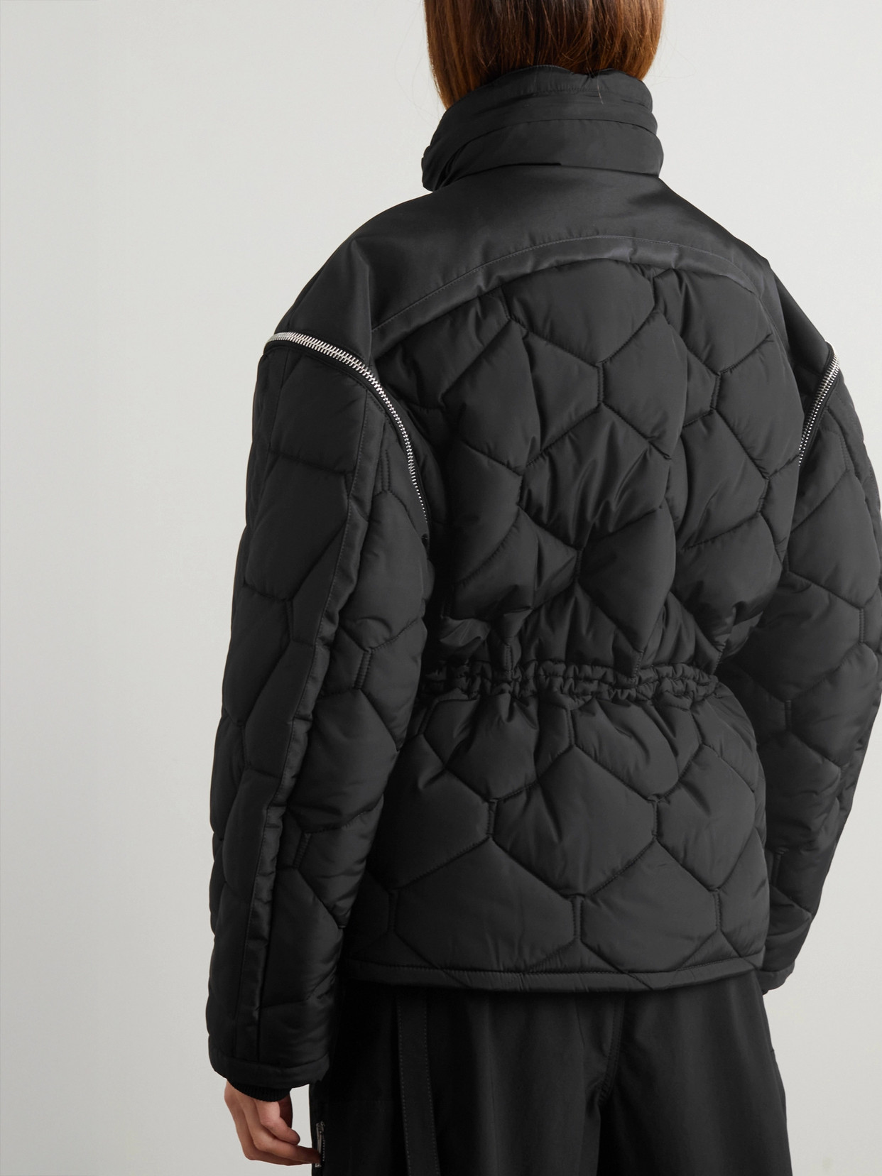 Shop Givenchy Convertible Quilted Padded Shell Jacket In Black