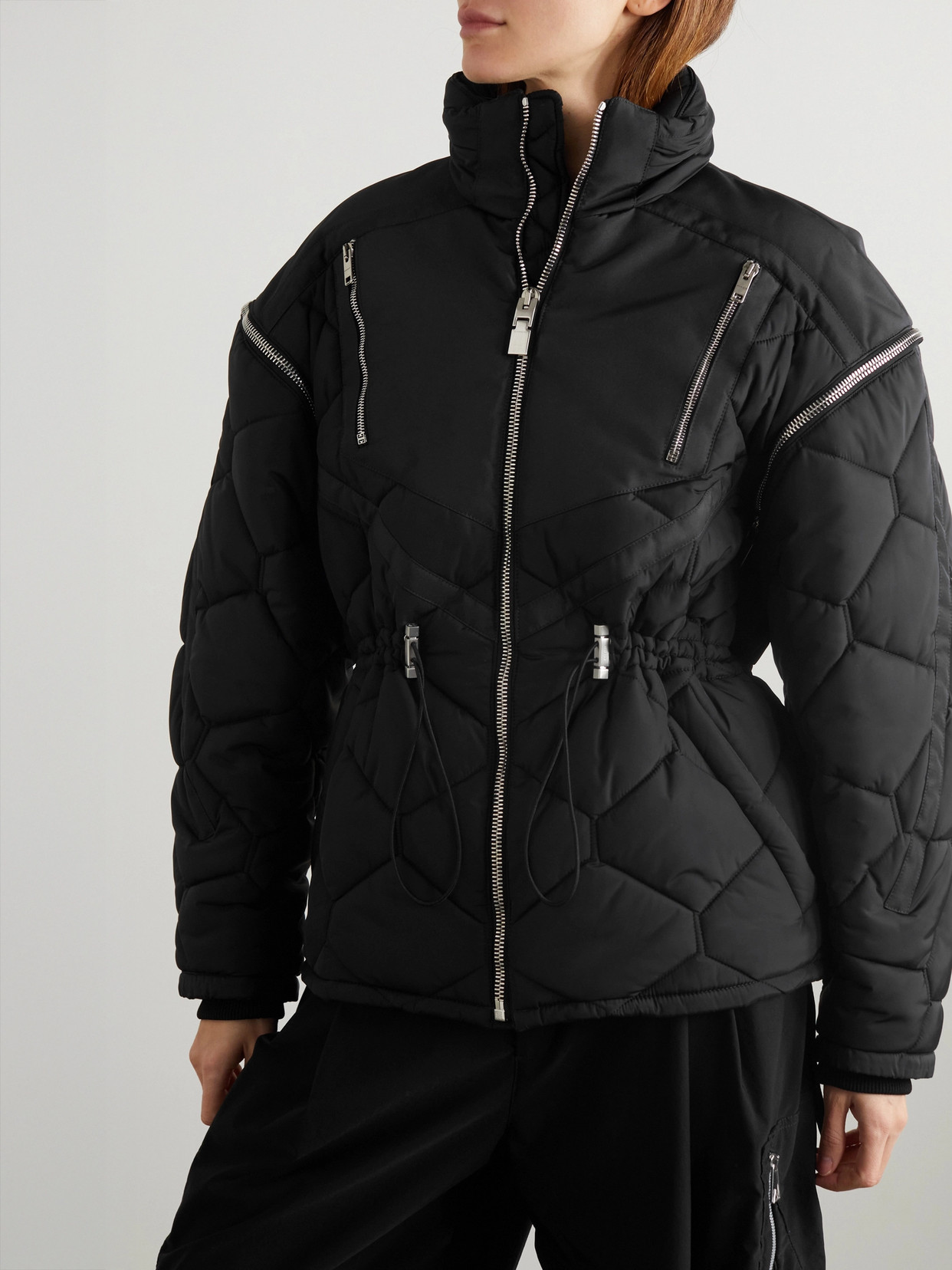 Shop Givenchy Convertible Quilted Padded Shell Jacket In Black