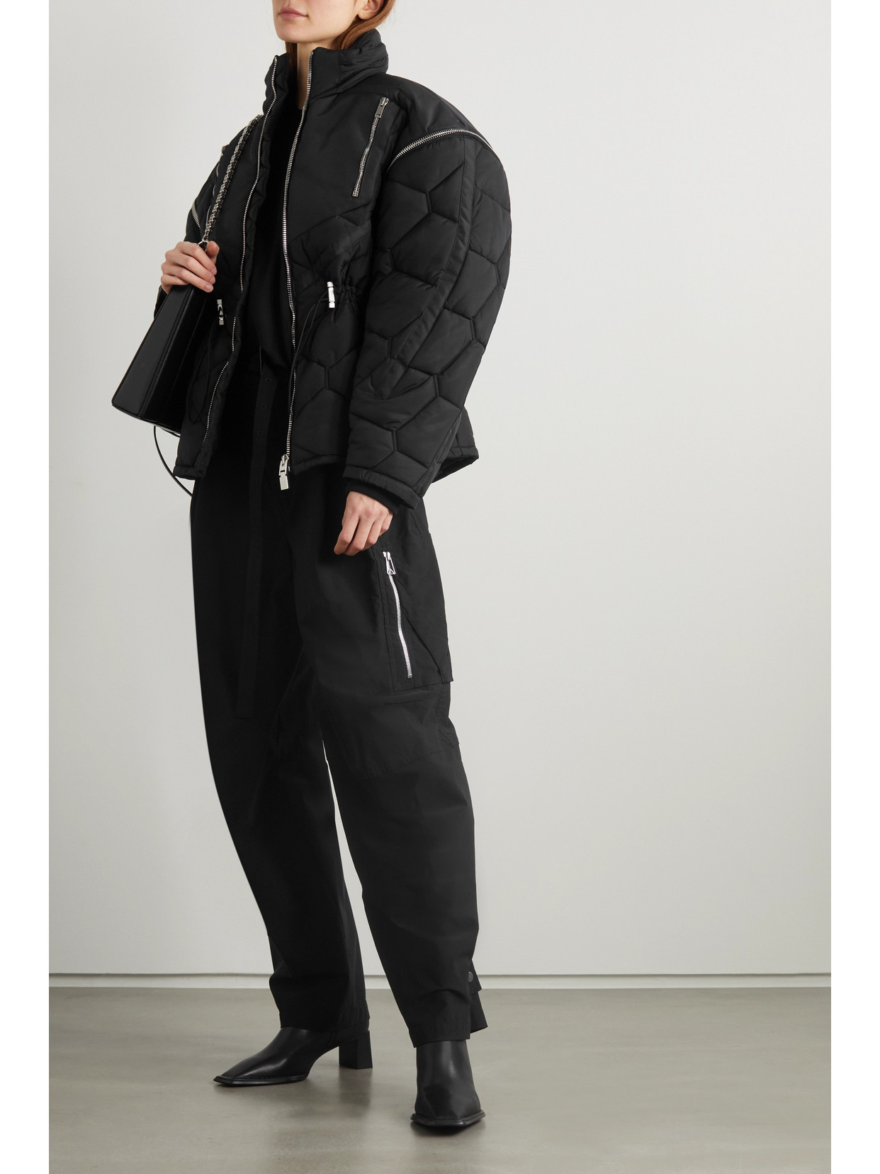 Shop Givenchy Convertible Quilted Padded Shell Jacket In Black