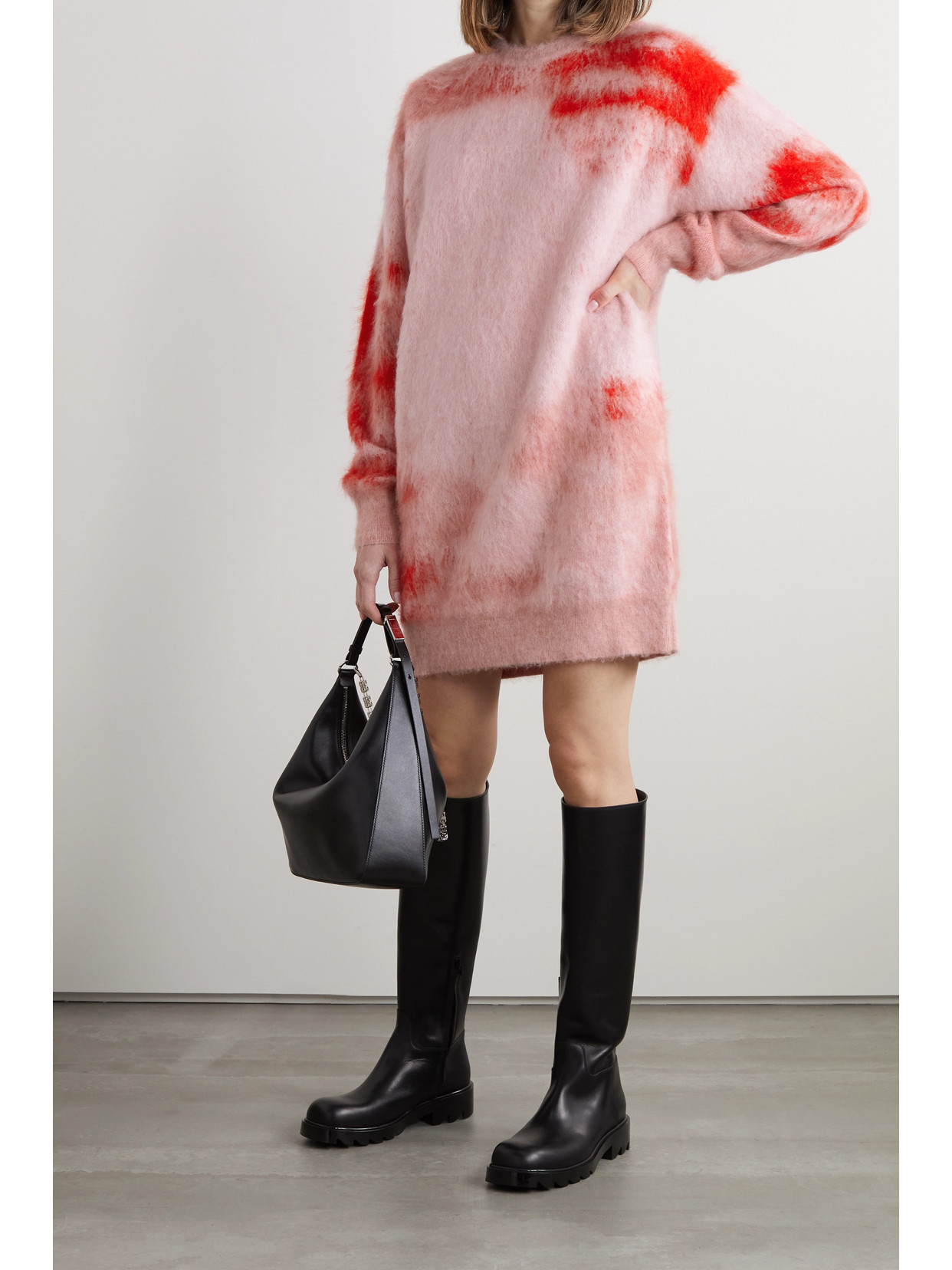 Shop Givenchy + Chito Brushed Jacquard-knit Mini Dress In Pink