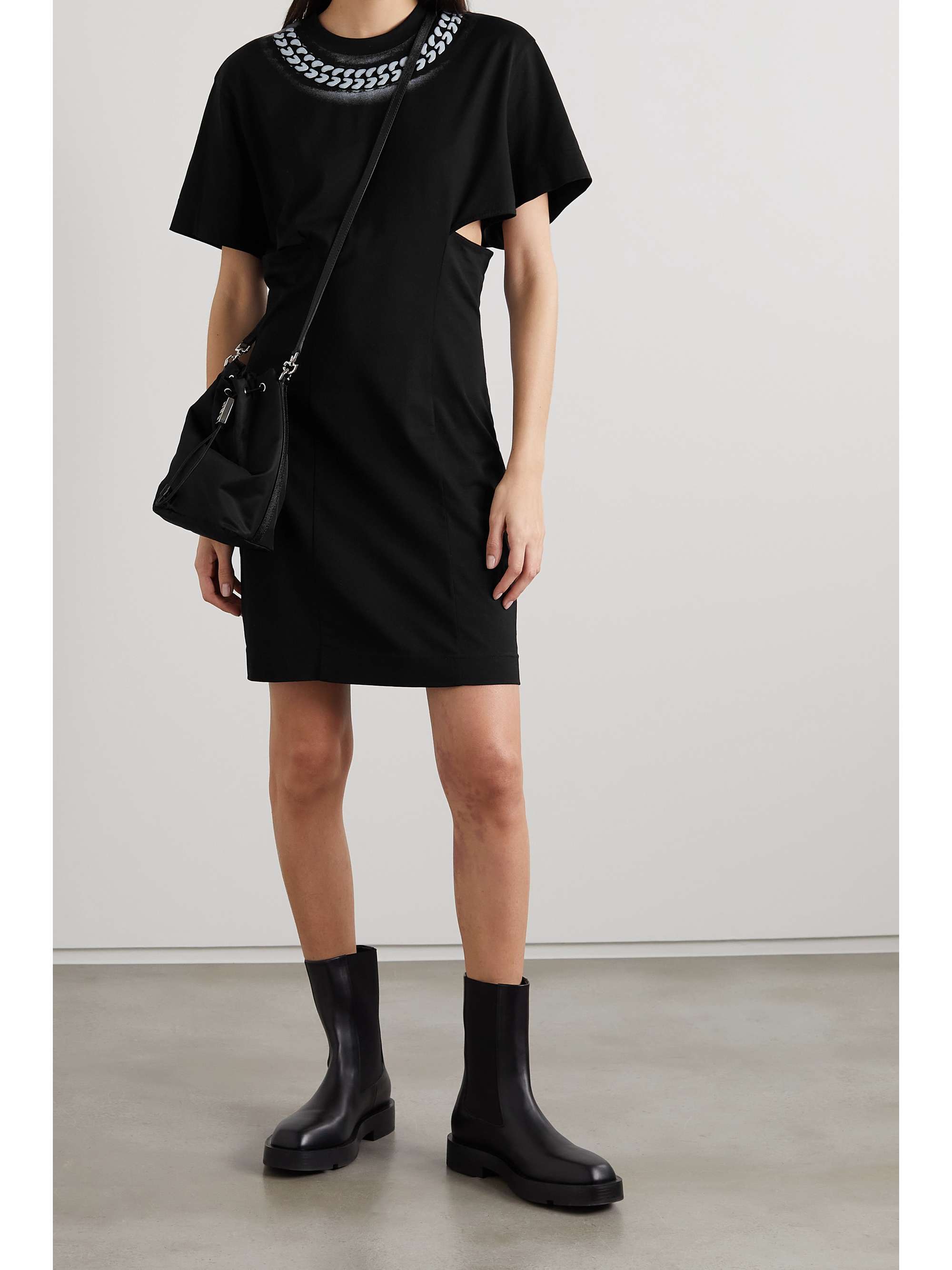 GIVENCHY 挖剪印花纯棉平纹布迷你连衣裙