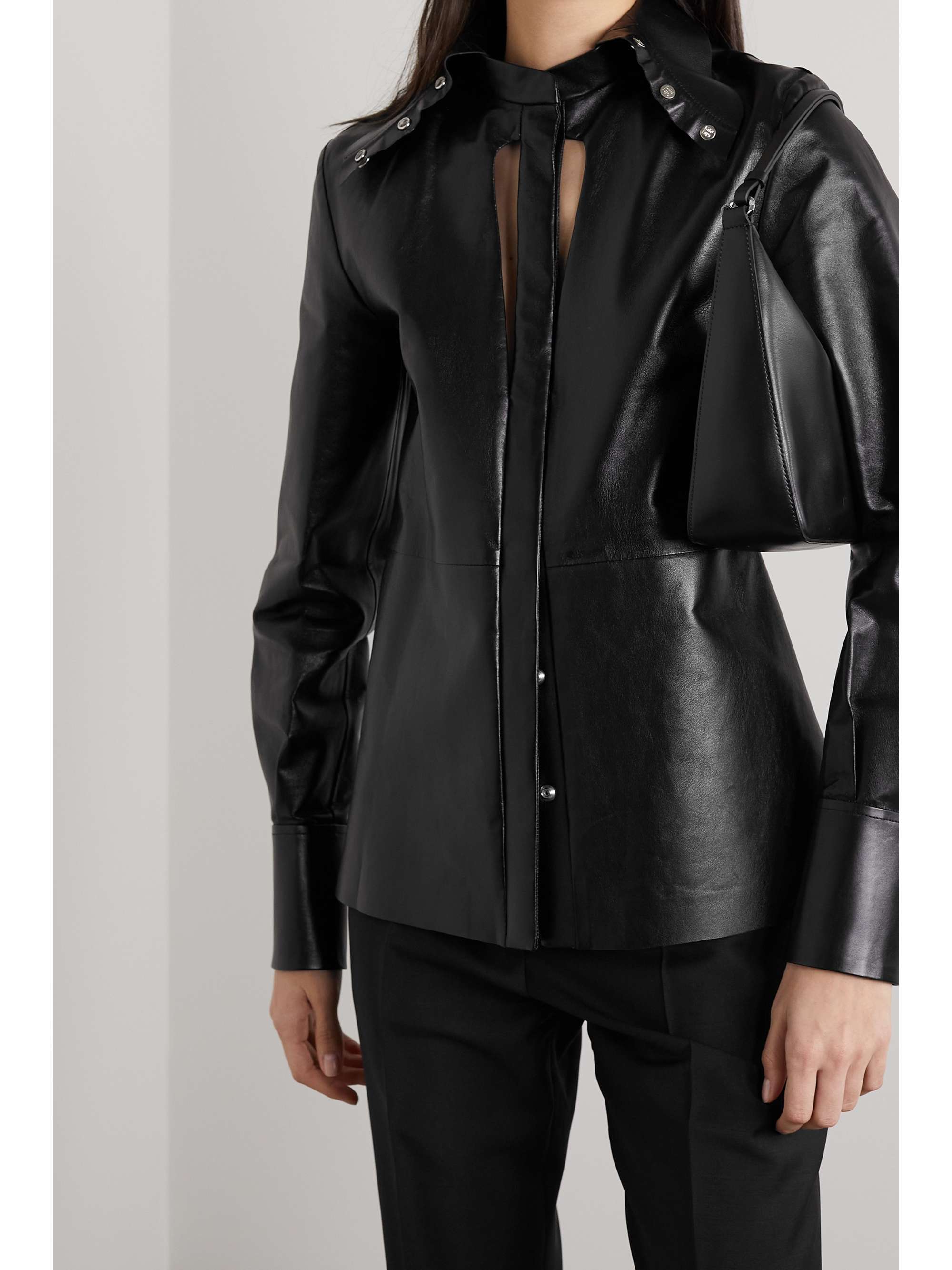 GIVENCHY Cutout leather blouse