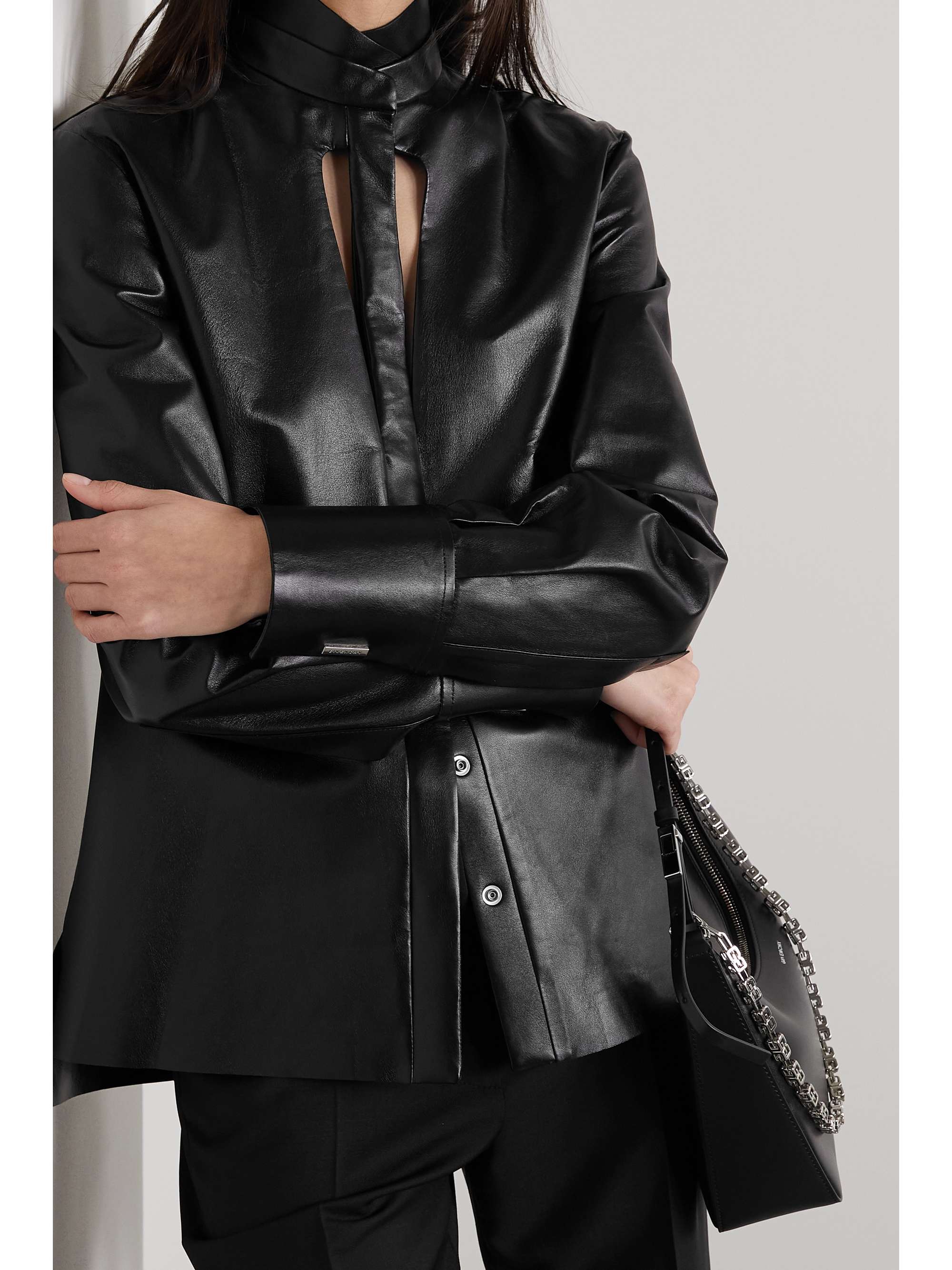 GIVENCHY Cutout leather blouse