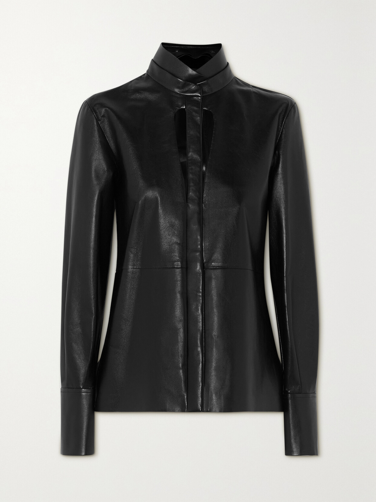 Givenchy Cutout Leather Blouse In Black