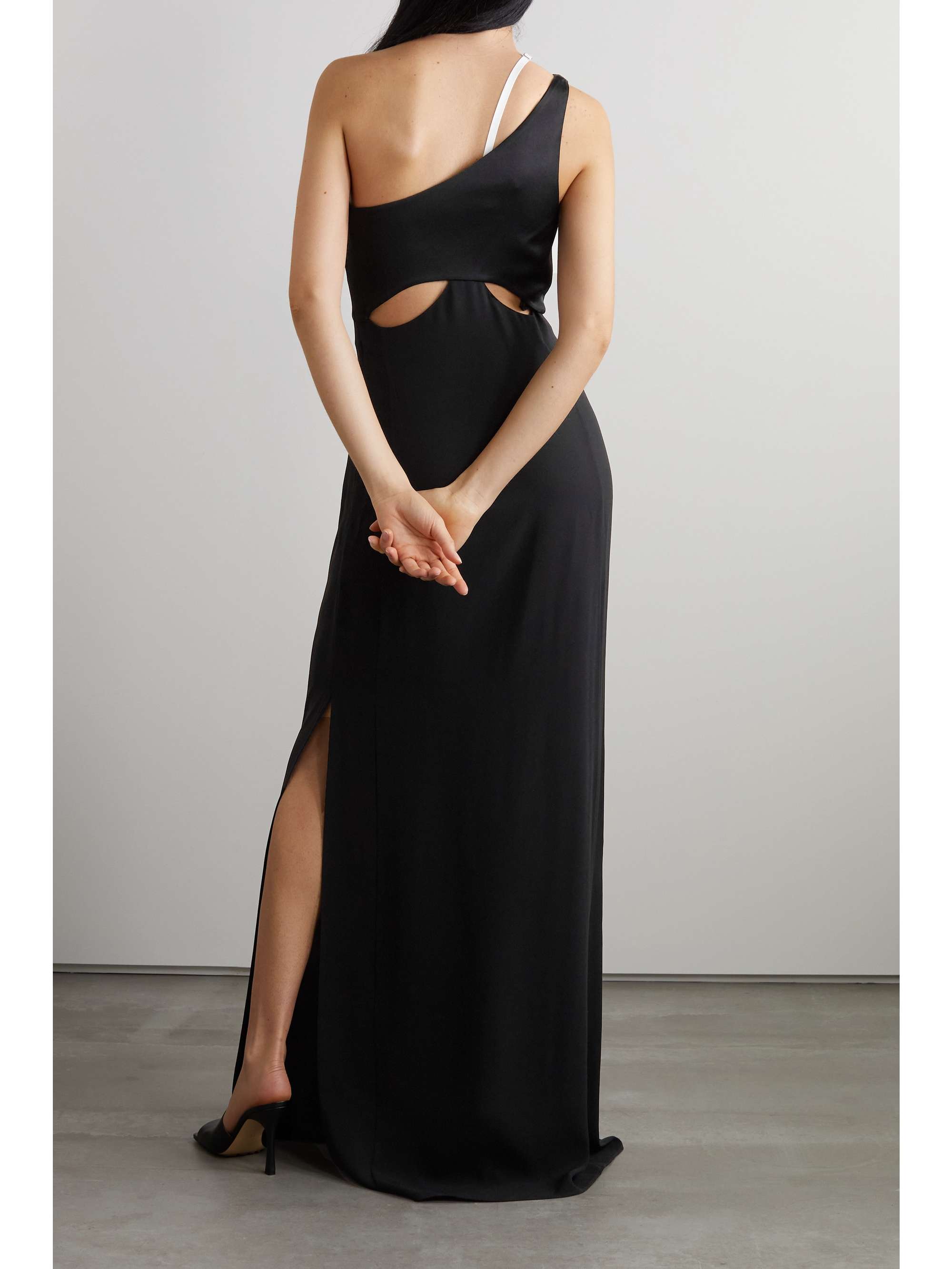GIVENCHY One-shoulder cutout satin and crepe gown