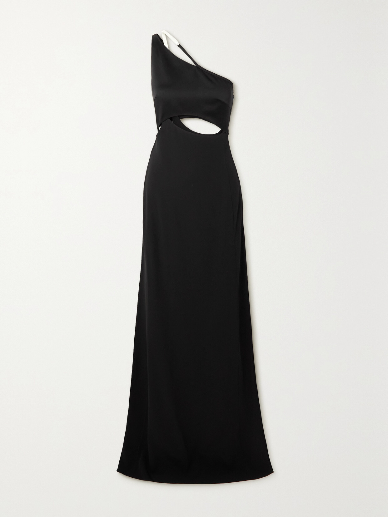 Shop Givenchy One-shoulder Cutout Satin And Crepe Gown In Black