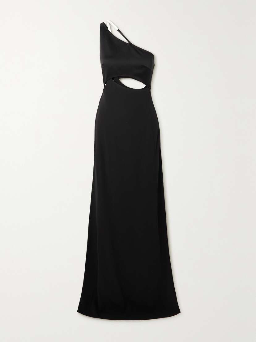 Givenchy One-shoulder Cutout Satin And Crepe Gown