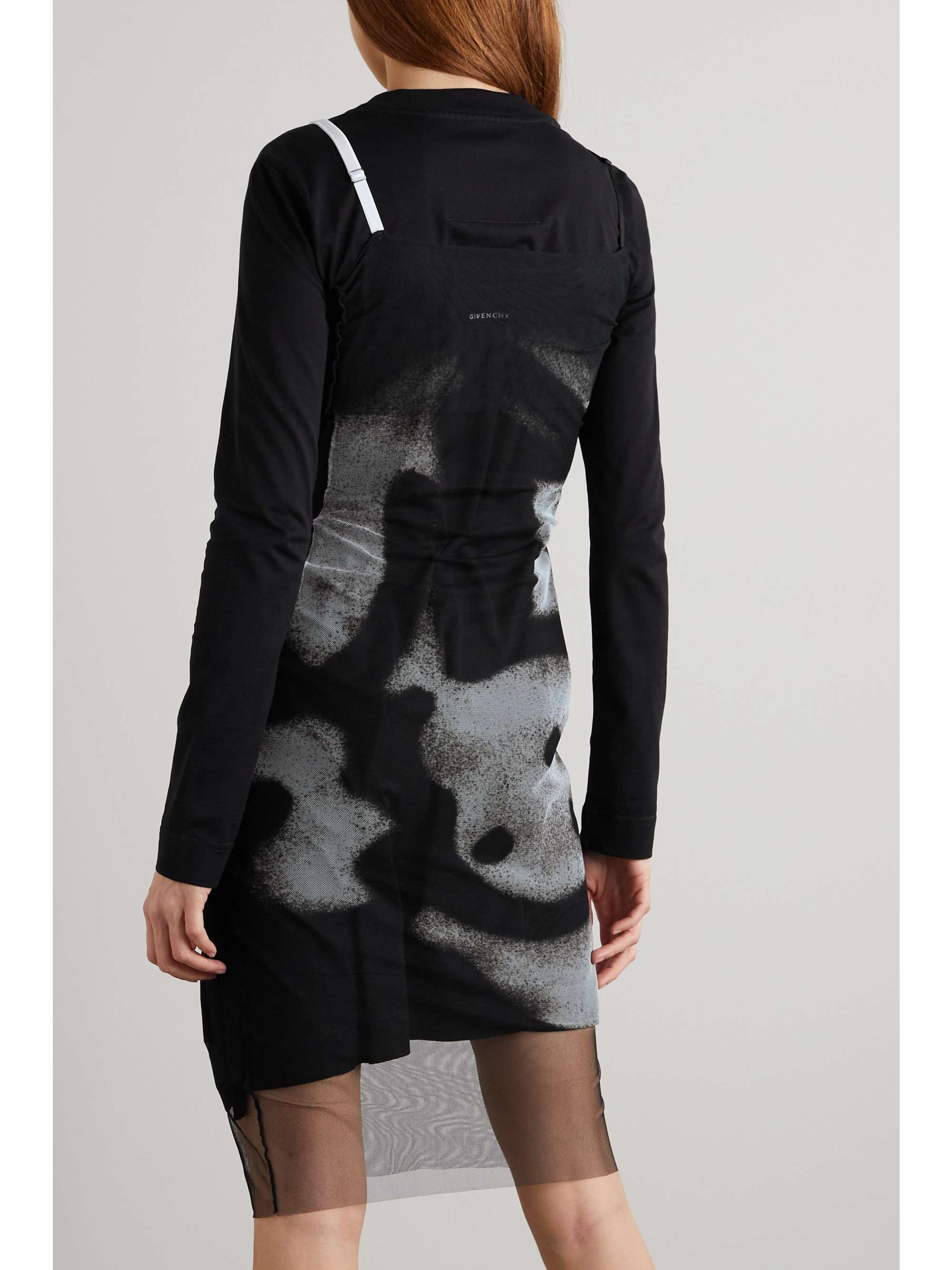 GIVENCHY Layered printed tulle and cotton-jersey midi dress