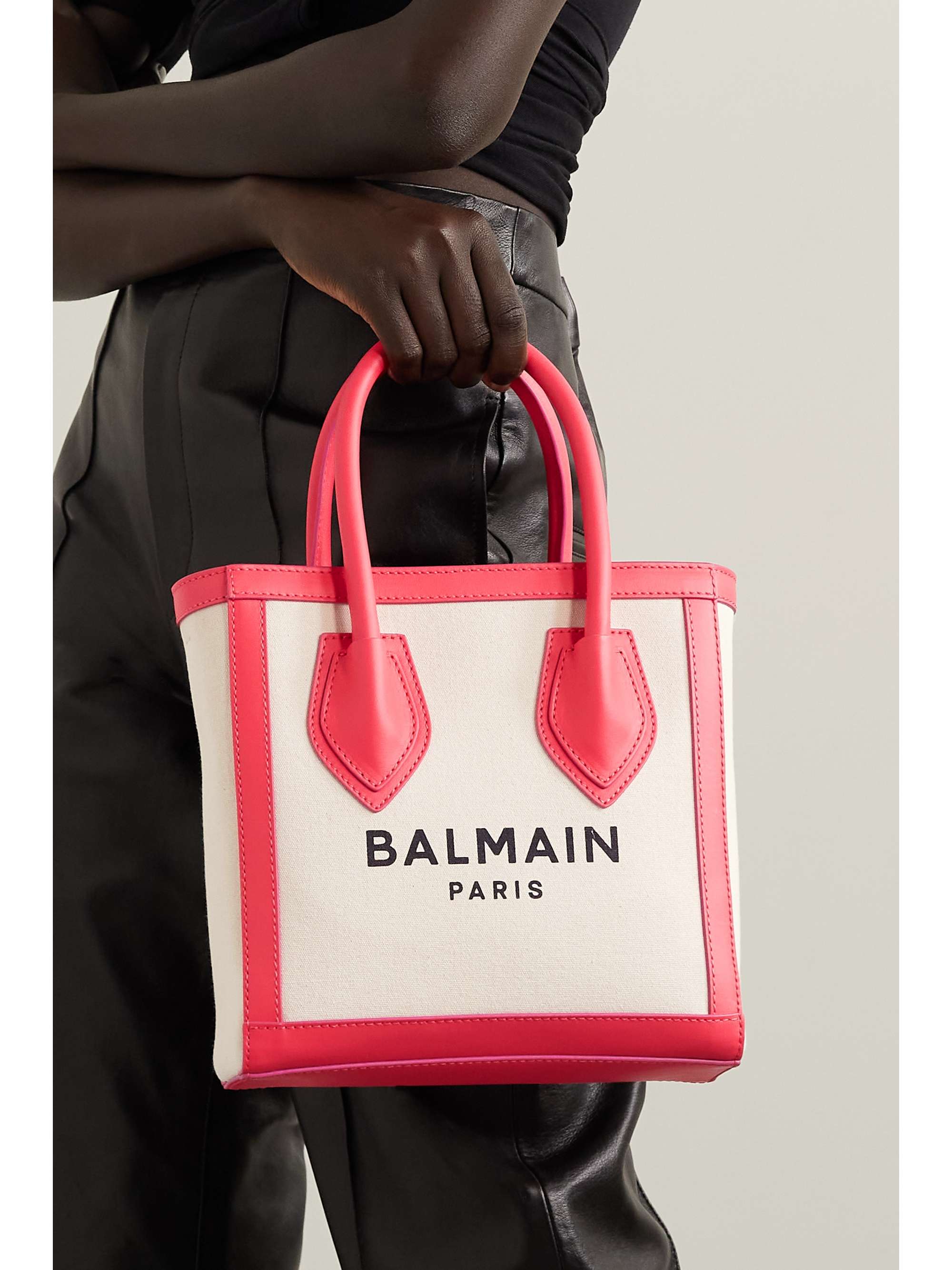 Pink B-Army mini leather-trimmed 
