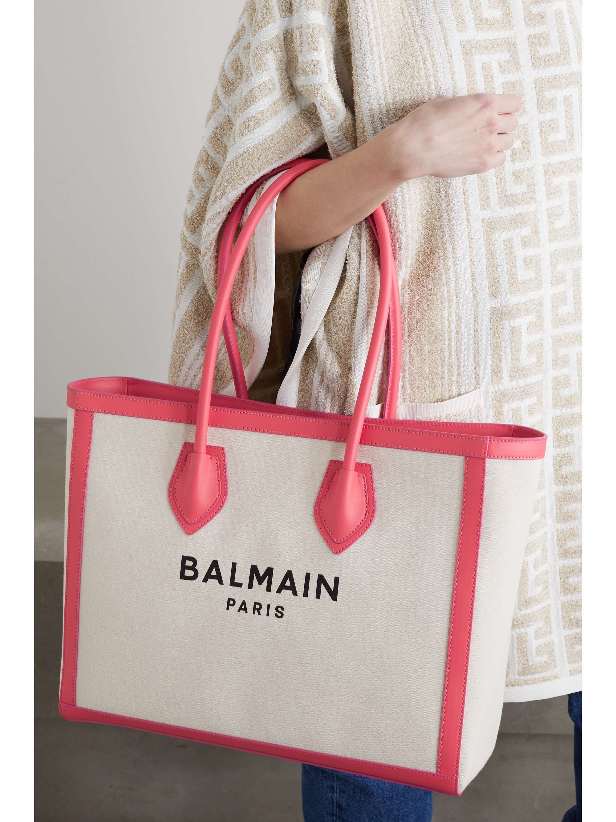 Pink B-Army leather-trimmed printed 