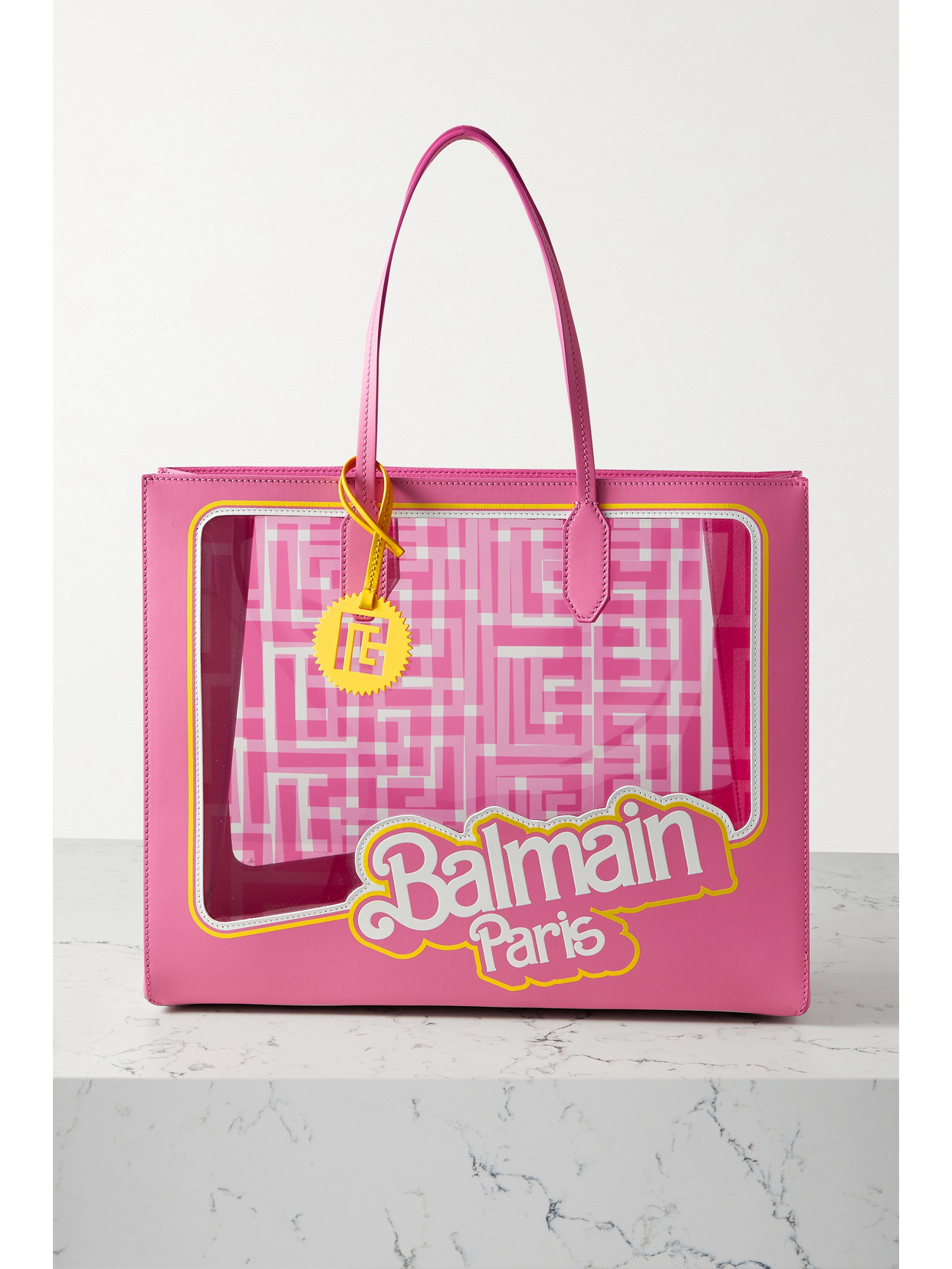 Balmain Barbie Large Printed Leather And Pvc Tote In Pink ModeSens