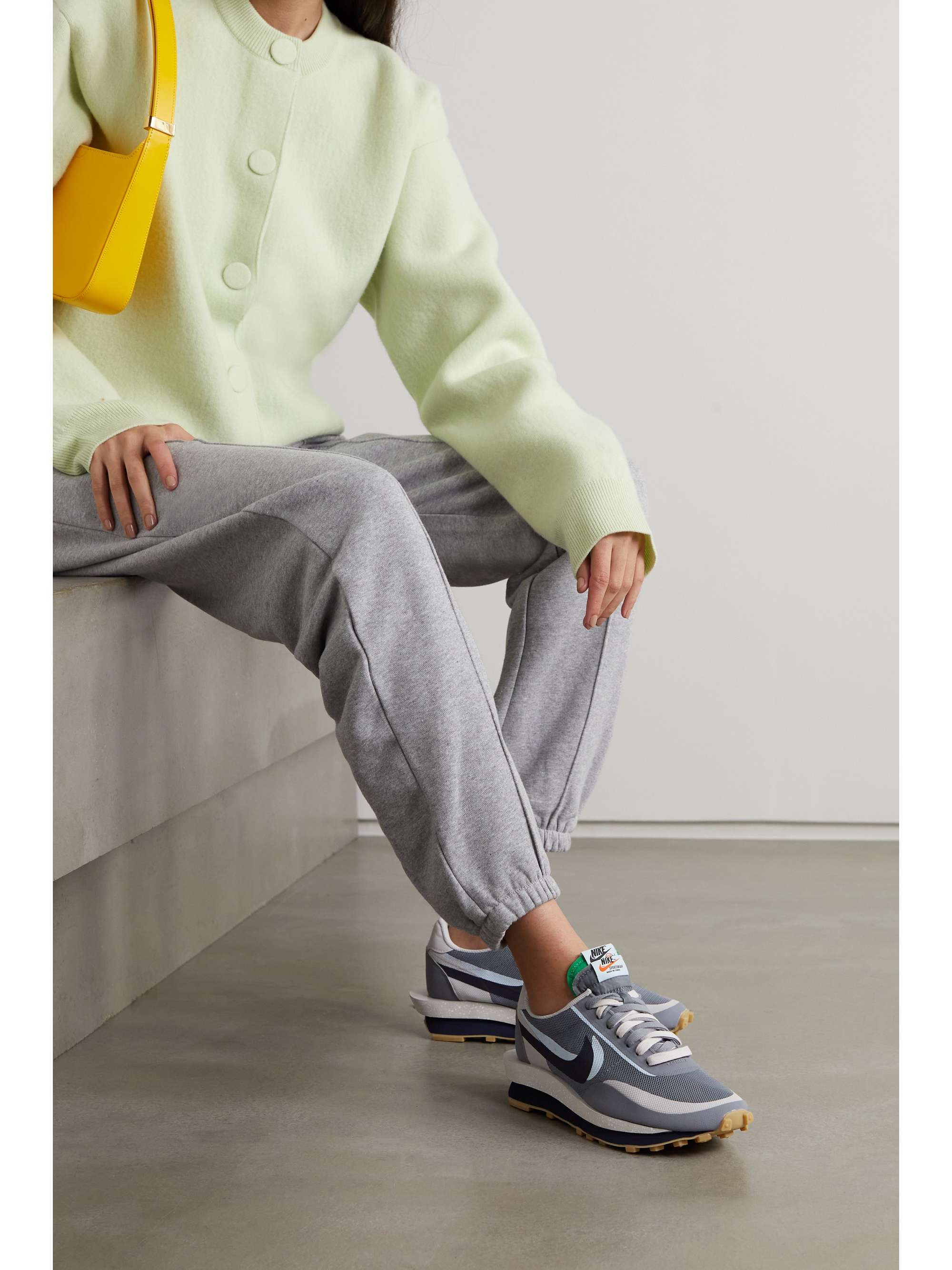 NIKE + CLOT + Sacai LD Waffle Kiss Of Death 2 mesh and leather sneakers