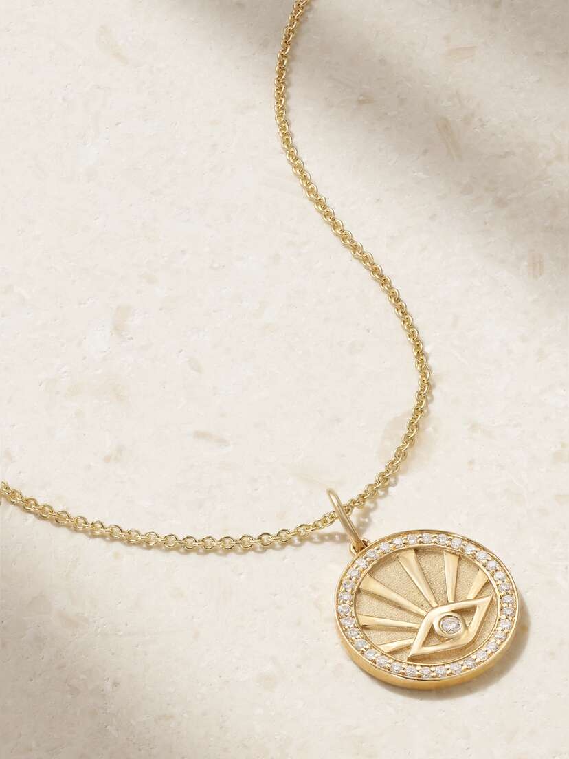 Sydney Evan Evil Eye 14-karat Gold Diamond Necklace