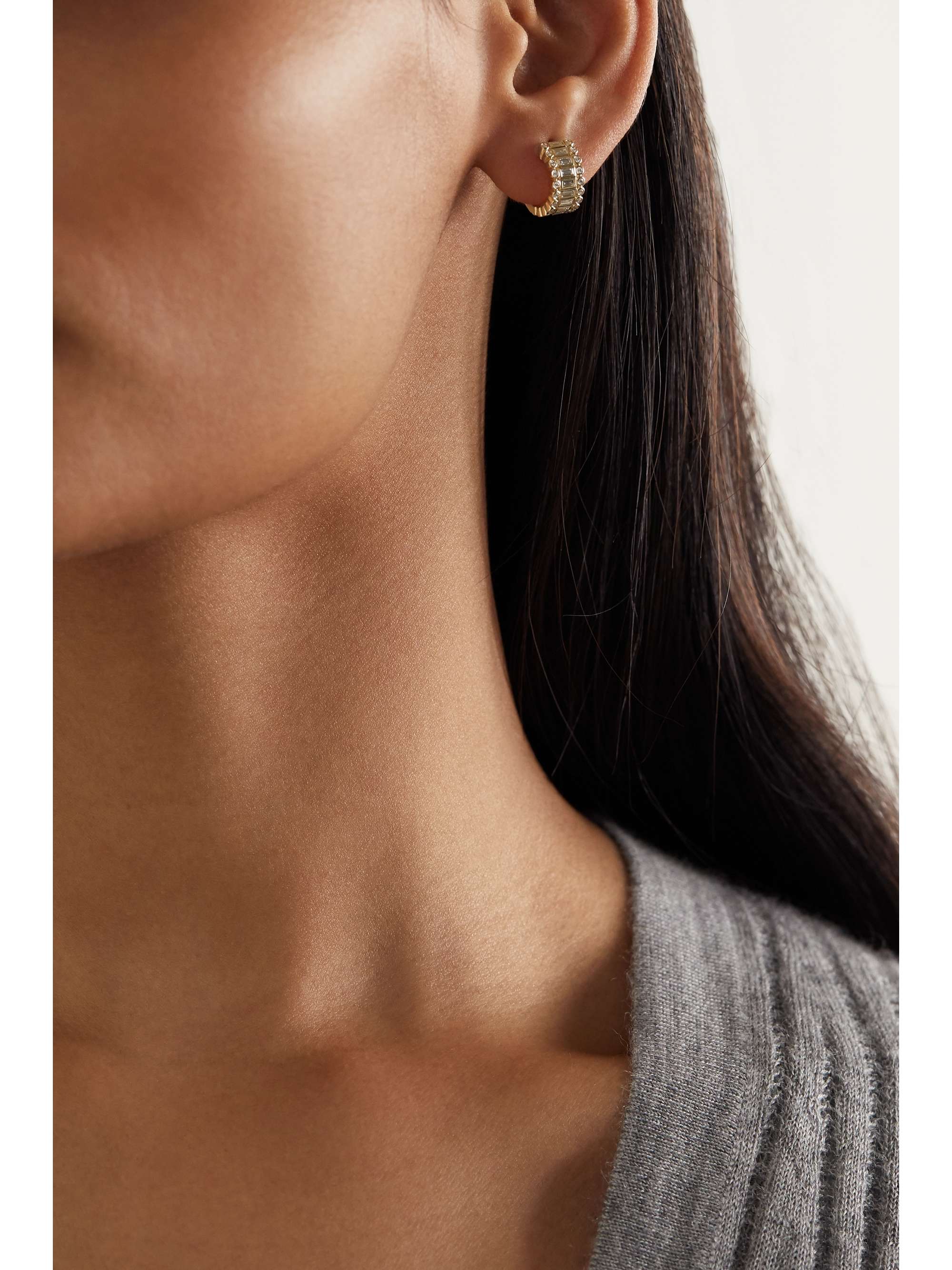 SYDNEY EVAN 14-karat gold diamond hoop earrings