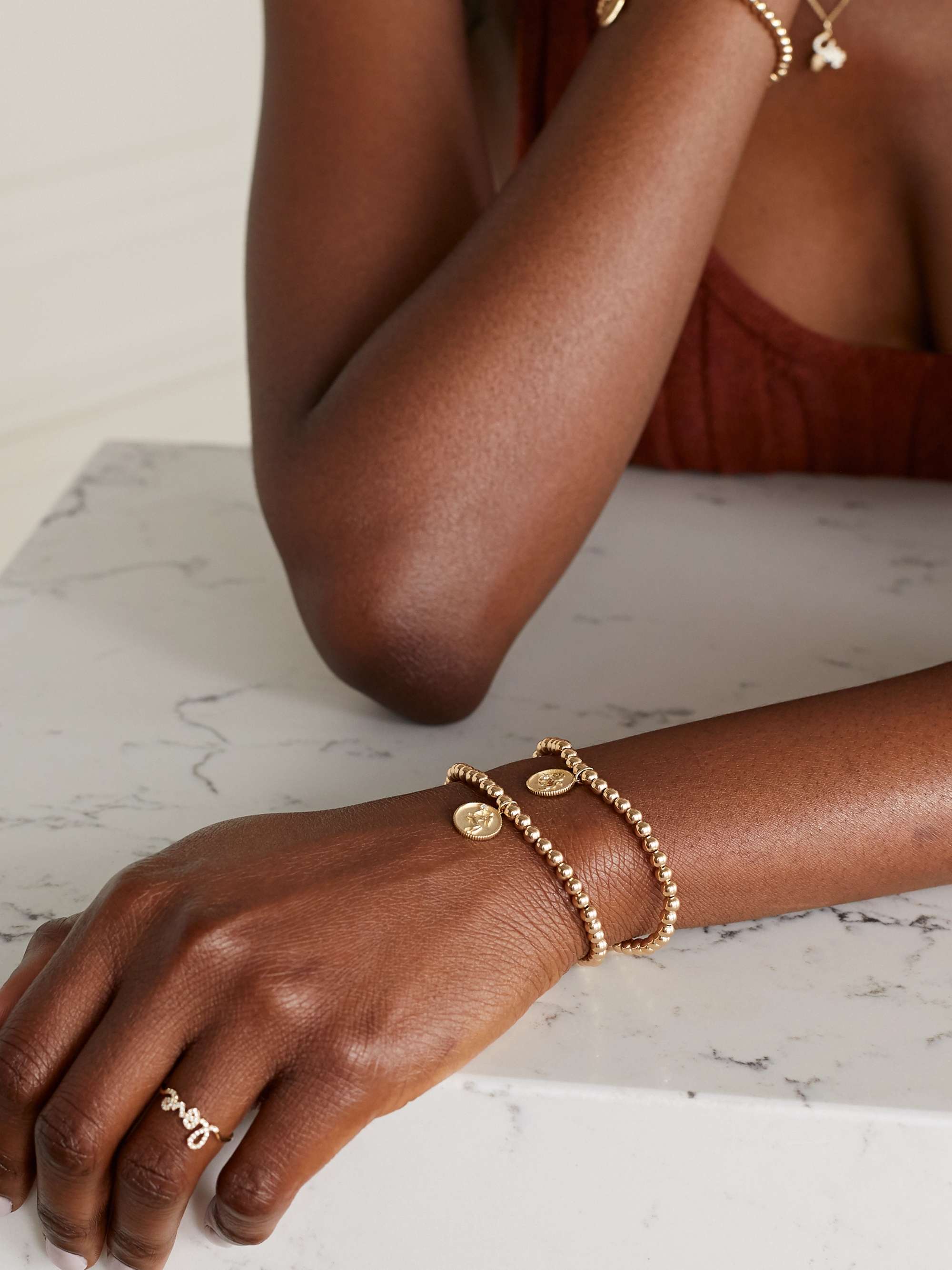 SYDNEY EVAN Sagittarius 14-karat gold diamond bracelet