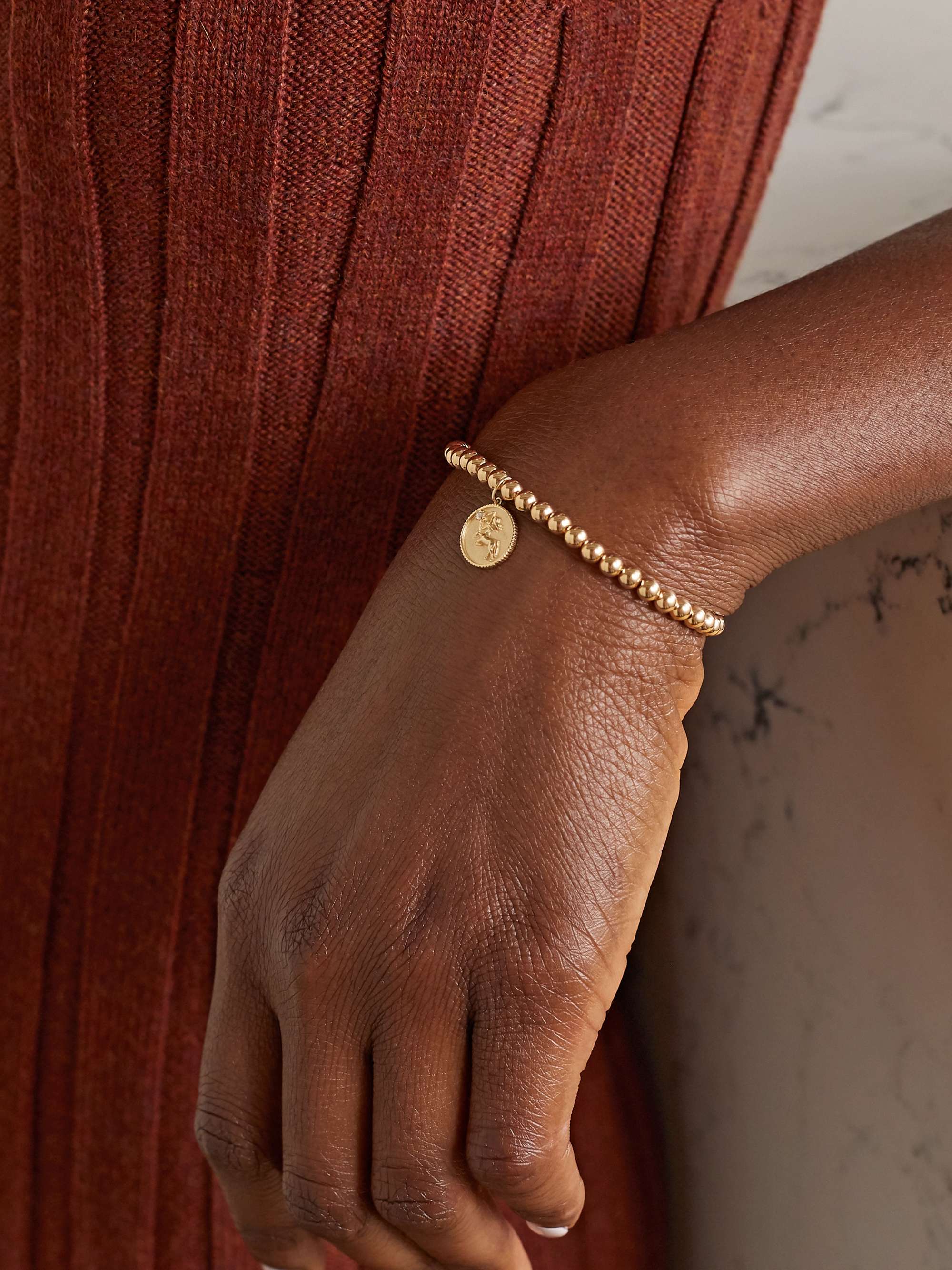 SYDNEY EVAN Sagittarius 14-karat gold diamond bracelet