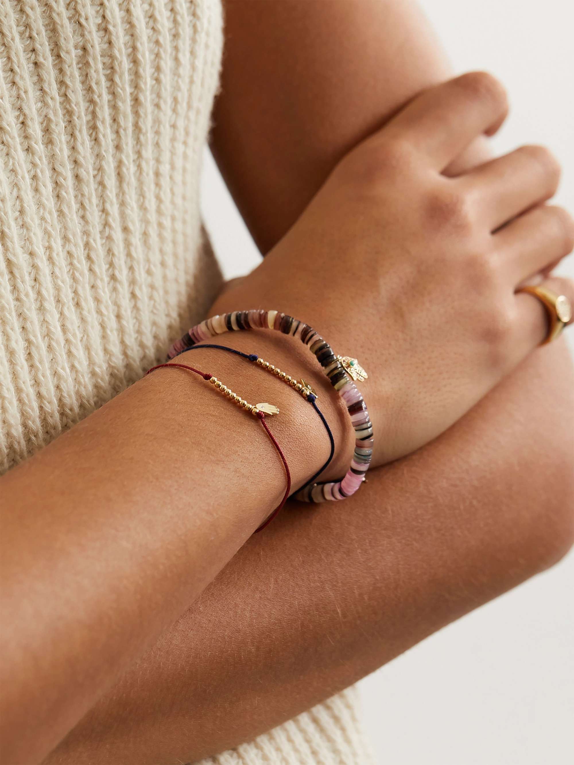 SYDNEY EVAN Palm Tree 14-karat gold cord bracelet