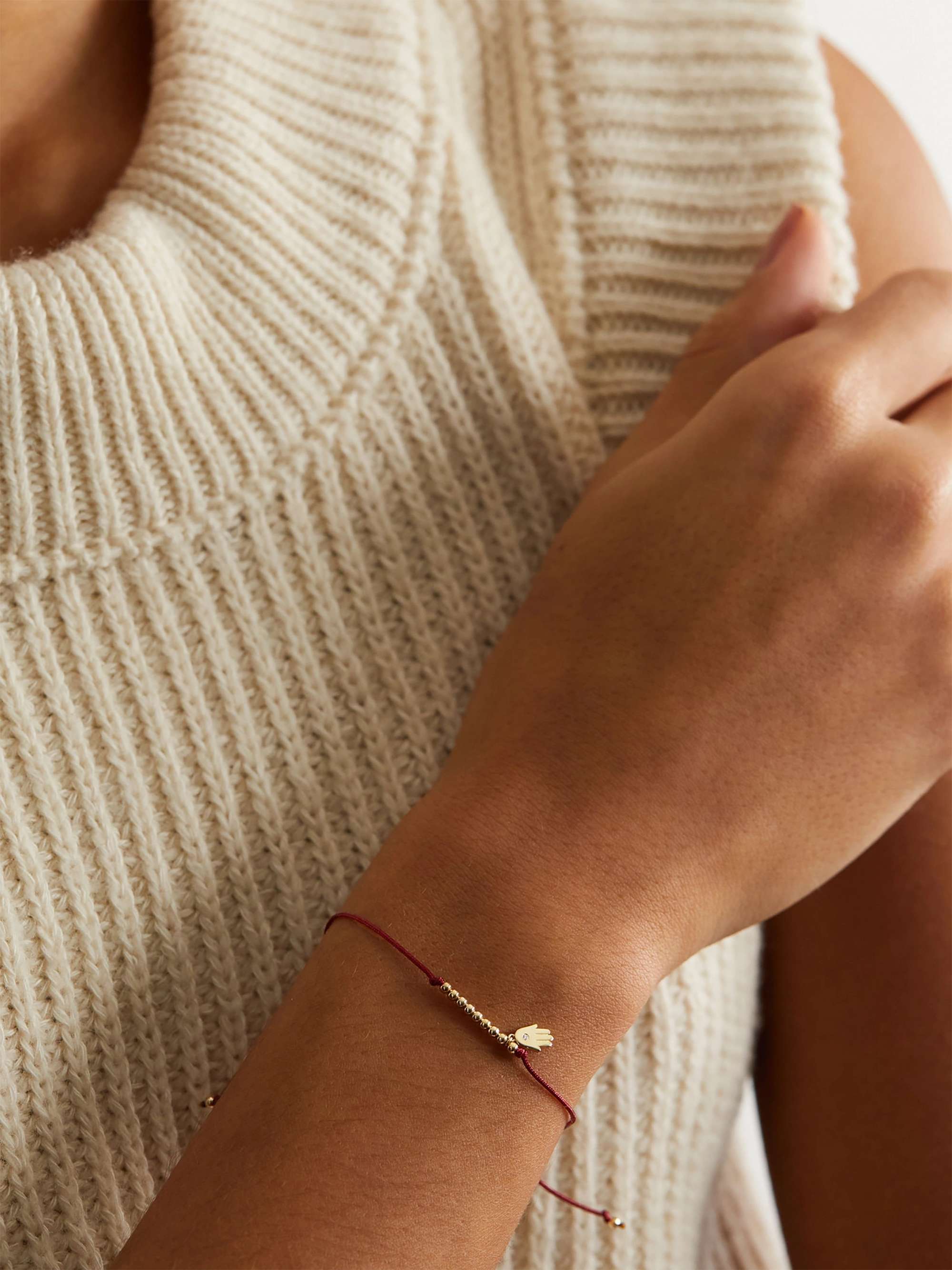 SYDNEY EVAN Palm Tree 14-karat gold cord bracelet