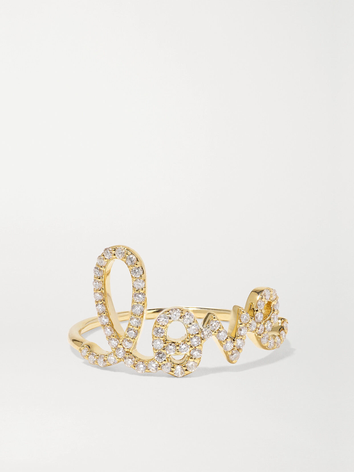 Shop Sydney Evan Large Love 14-karat Gold Diamond Ring