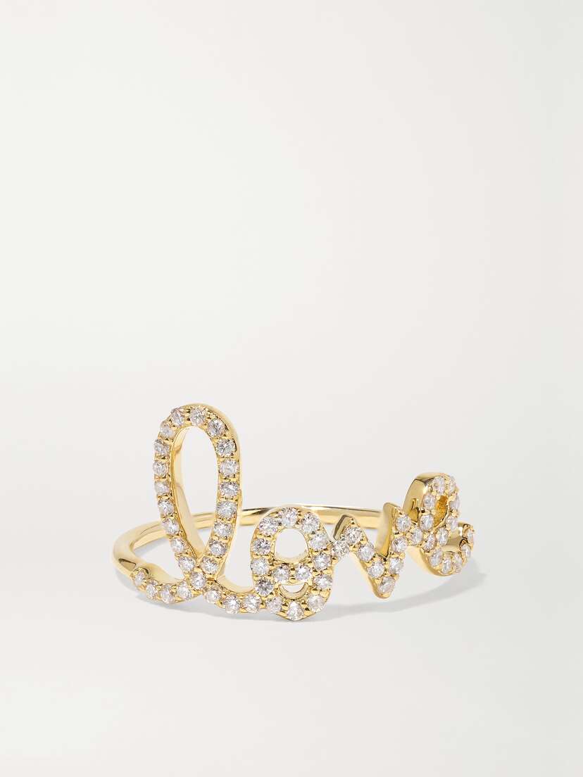 Sydney Evan Large Love 14-karat Gold Diamond Ring