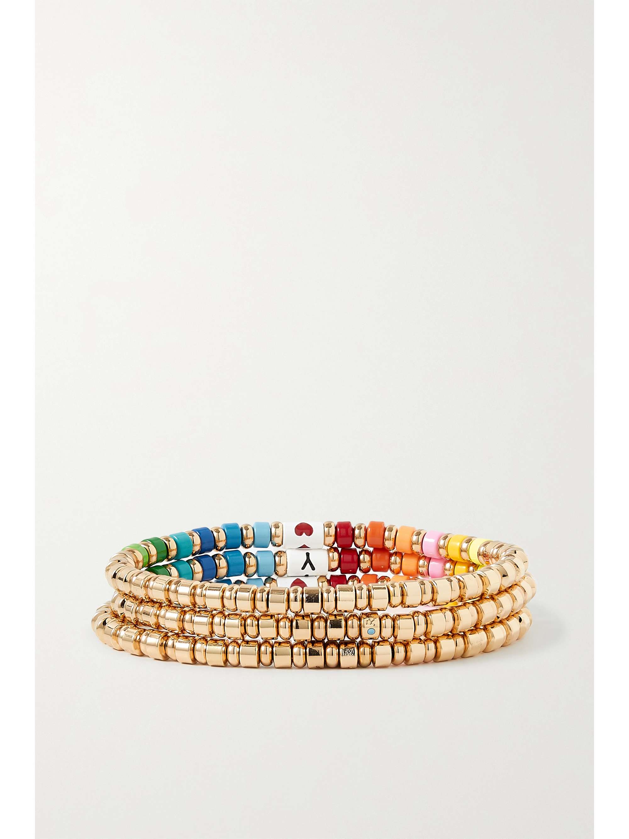 ROXANNE ASSOULIN Little Letters set of three enamel and gold-tone bracelets