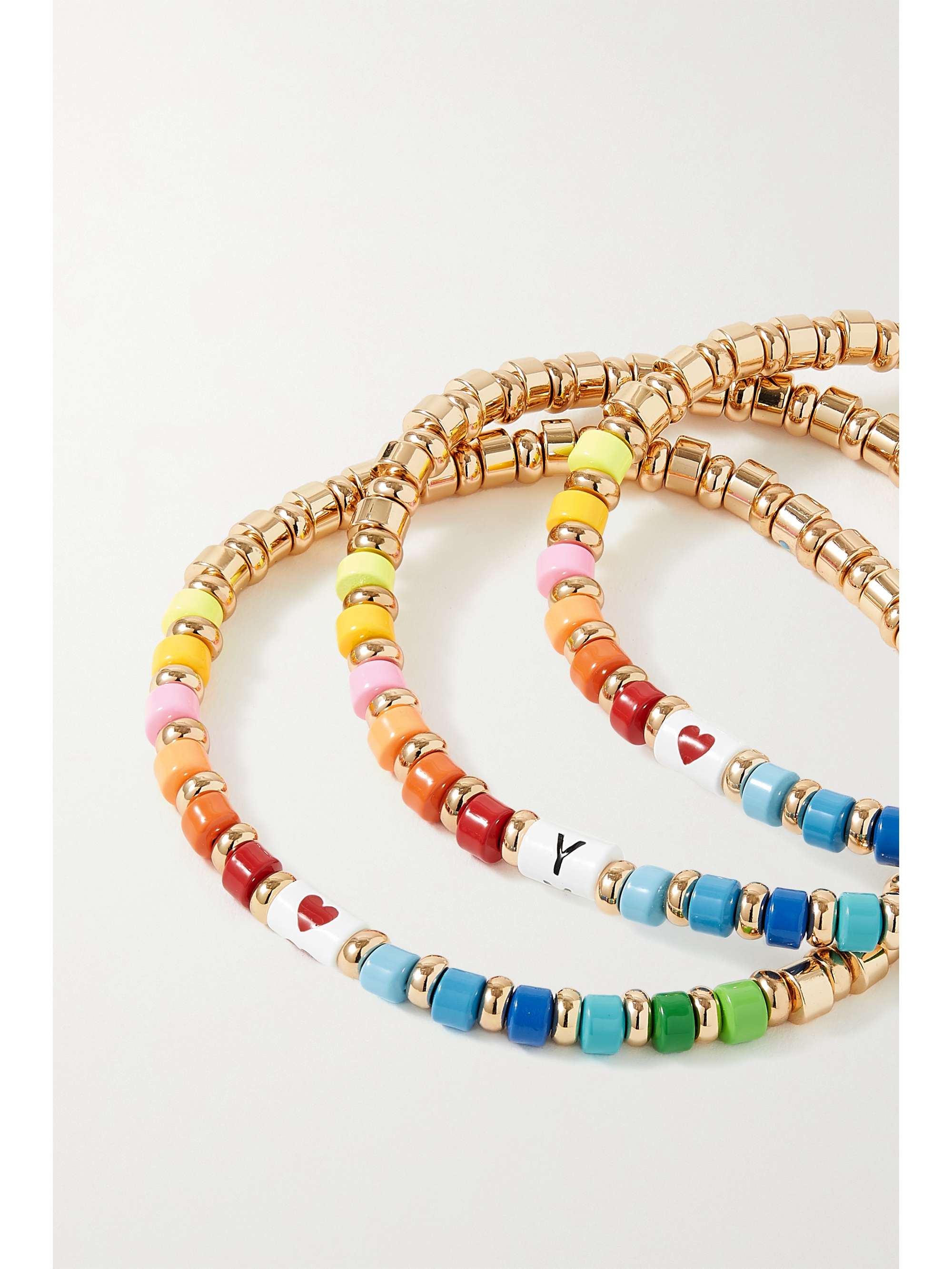 ROXANNE ASSOULIN Little Letters set of three enamel and gold-tone bracelets