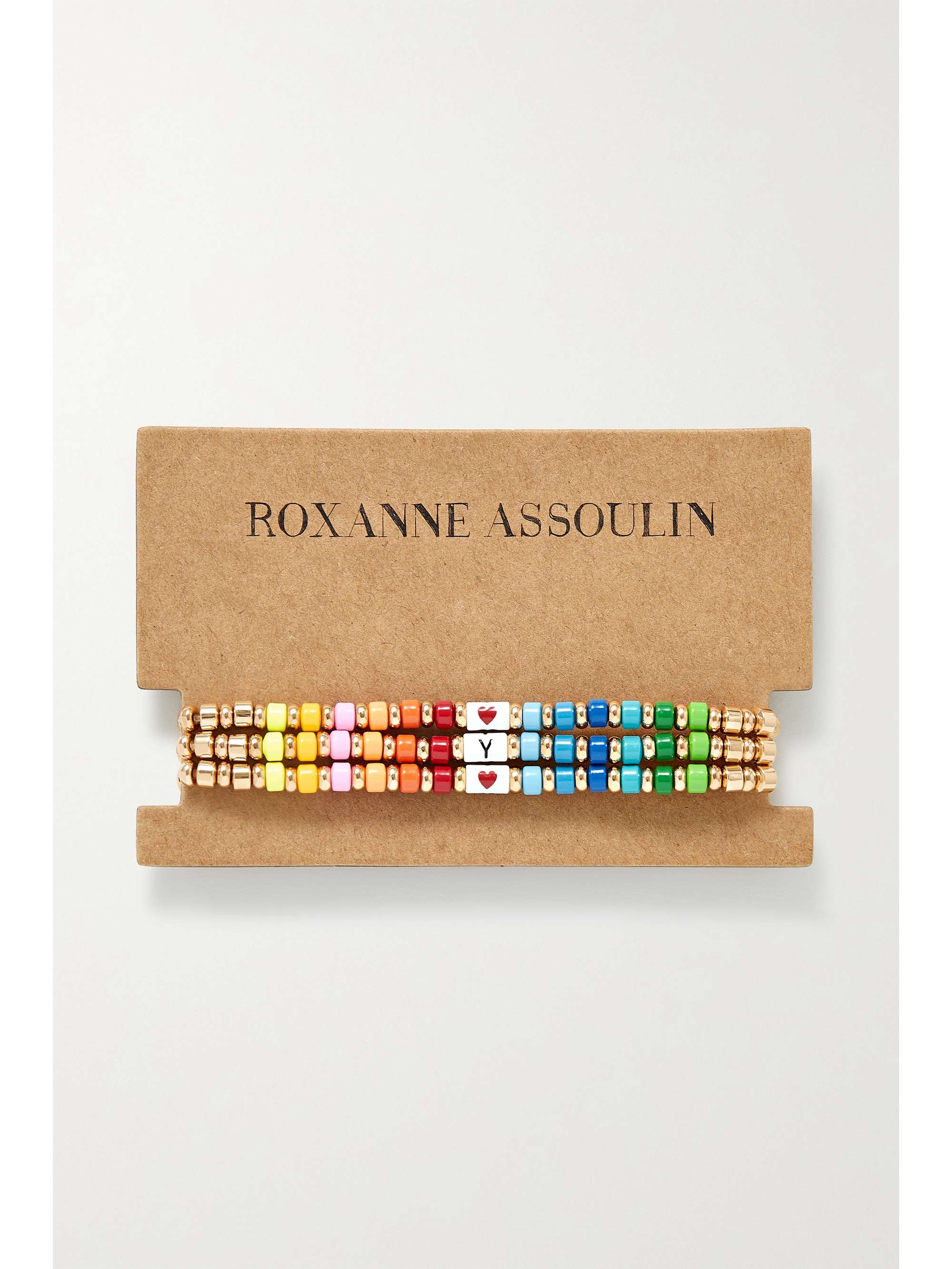ROXANNE ASSOULIN Little Letters set of three enamel and gold-tone bracelets