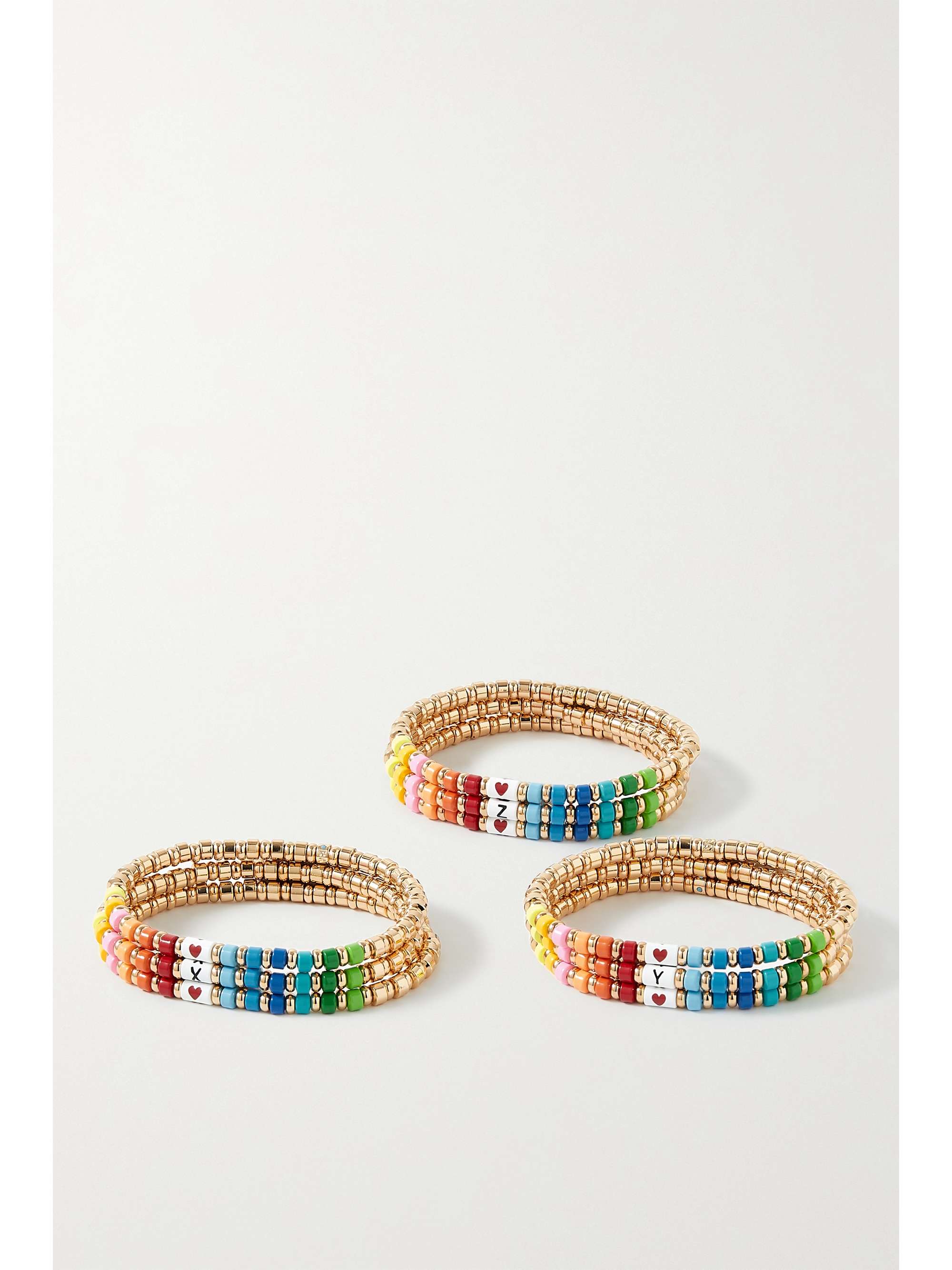 ROXANNE ASSOULIN Little Letters set of three enamel and gold-tone bracelets