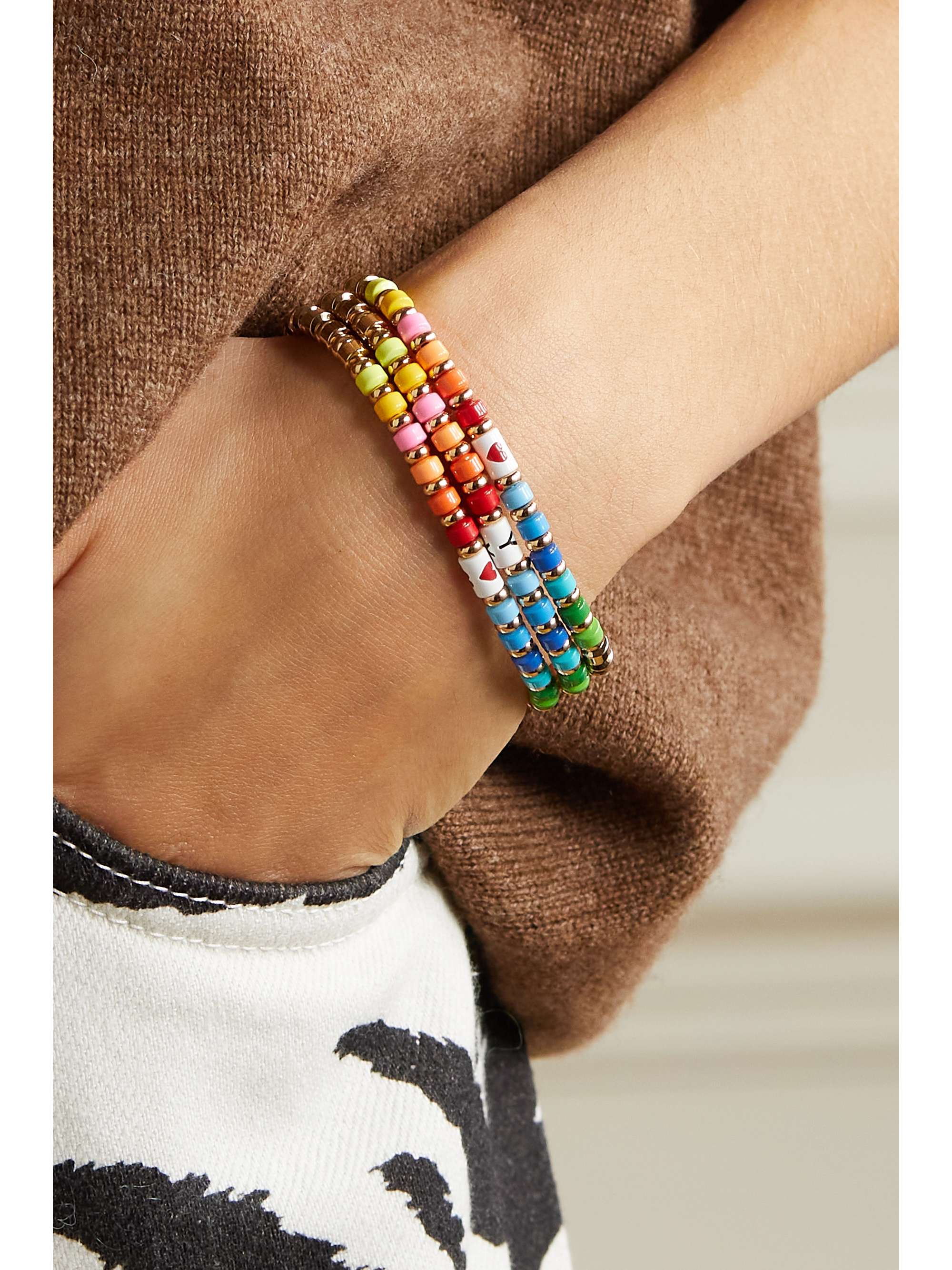 ROXANNE ASSOULIN Little Letters set of three enamel and gold-tone bracelets