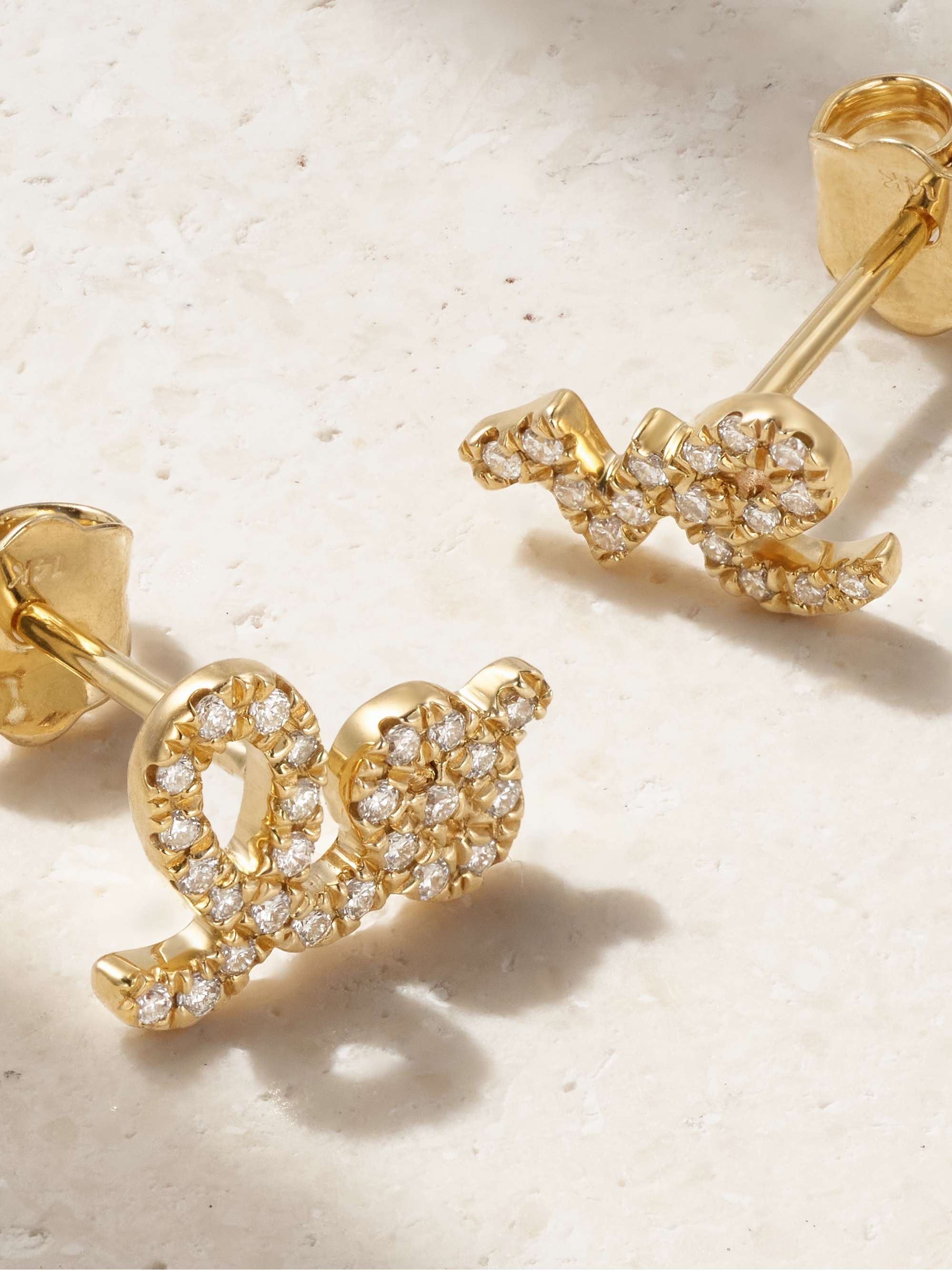 SYDNEY EVAN Love 14-karat gold diamond earrings