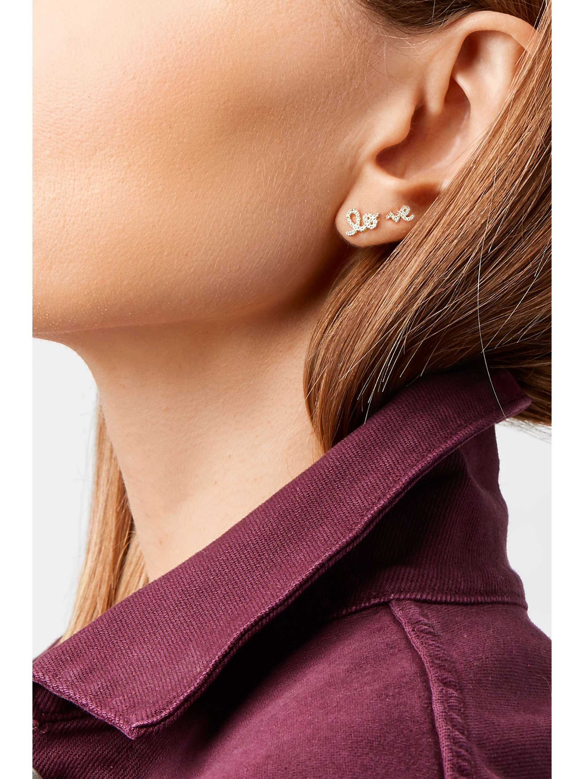 SYDNEY EVAN Love 14-karat gold diamond earrings