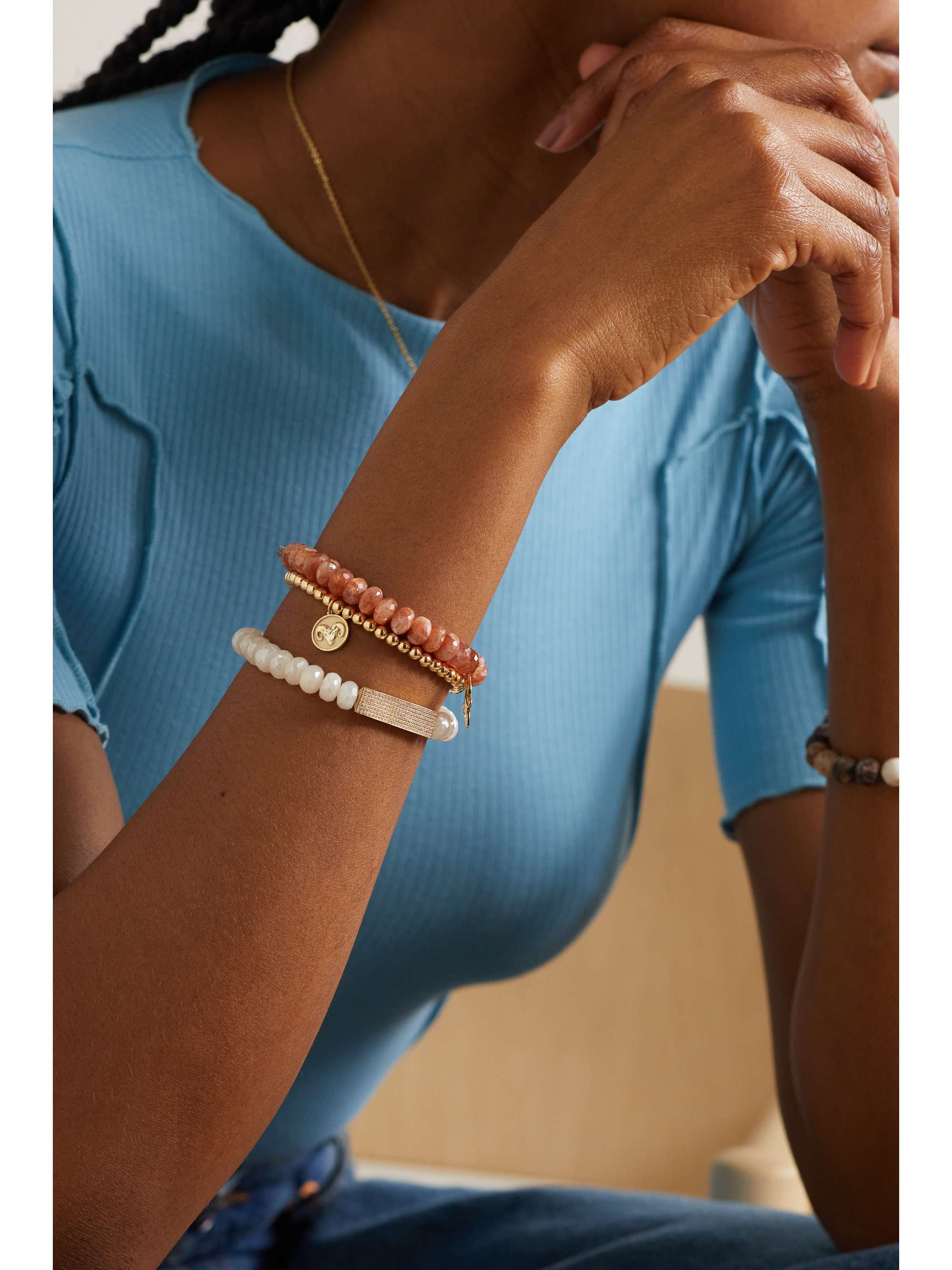 SYDNEY EVAN Aries 14-karat gold diamond bracelet