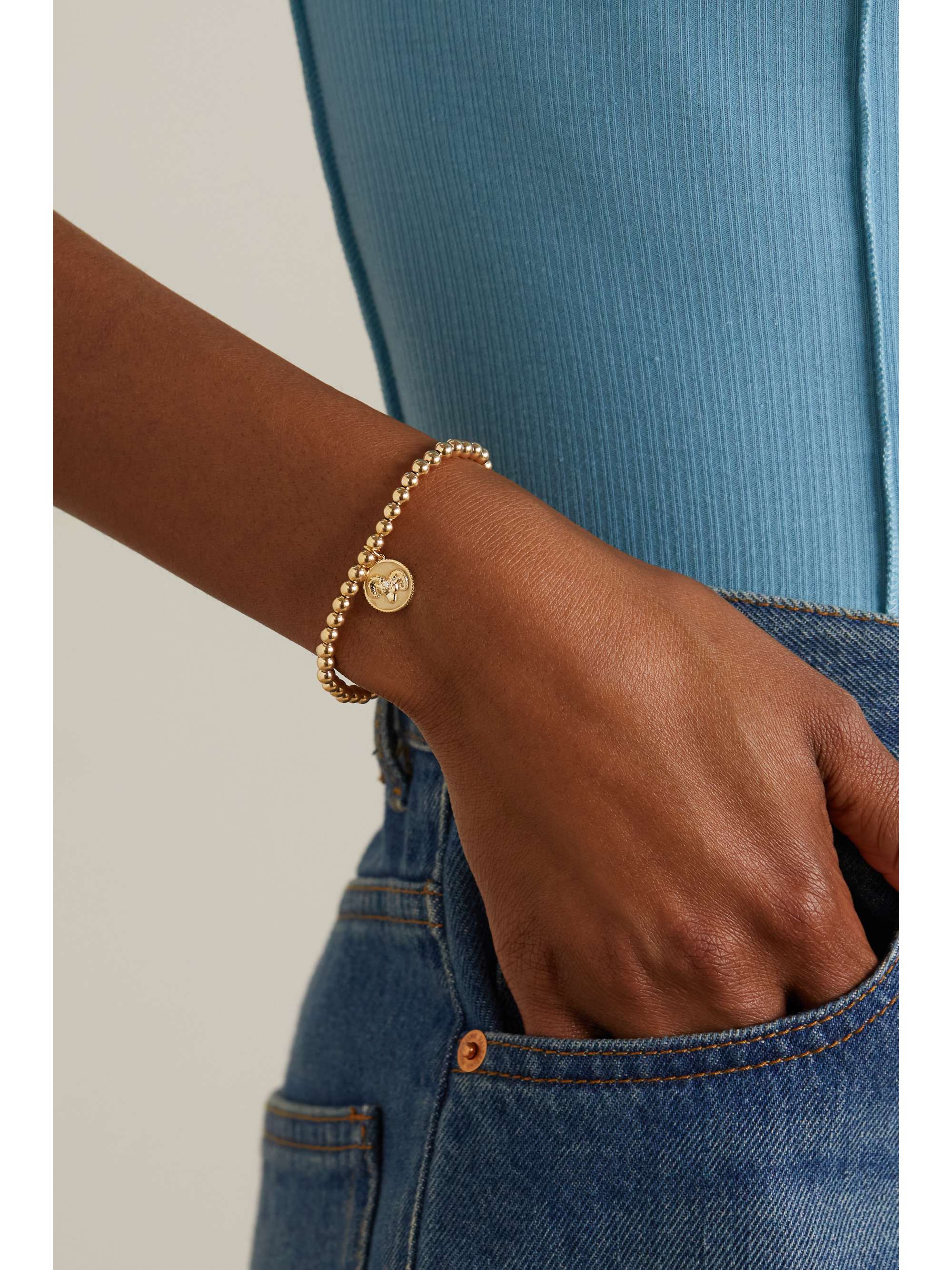 SYDNEY EVAN Aries 14-karat gold diamond bracelet