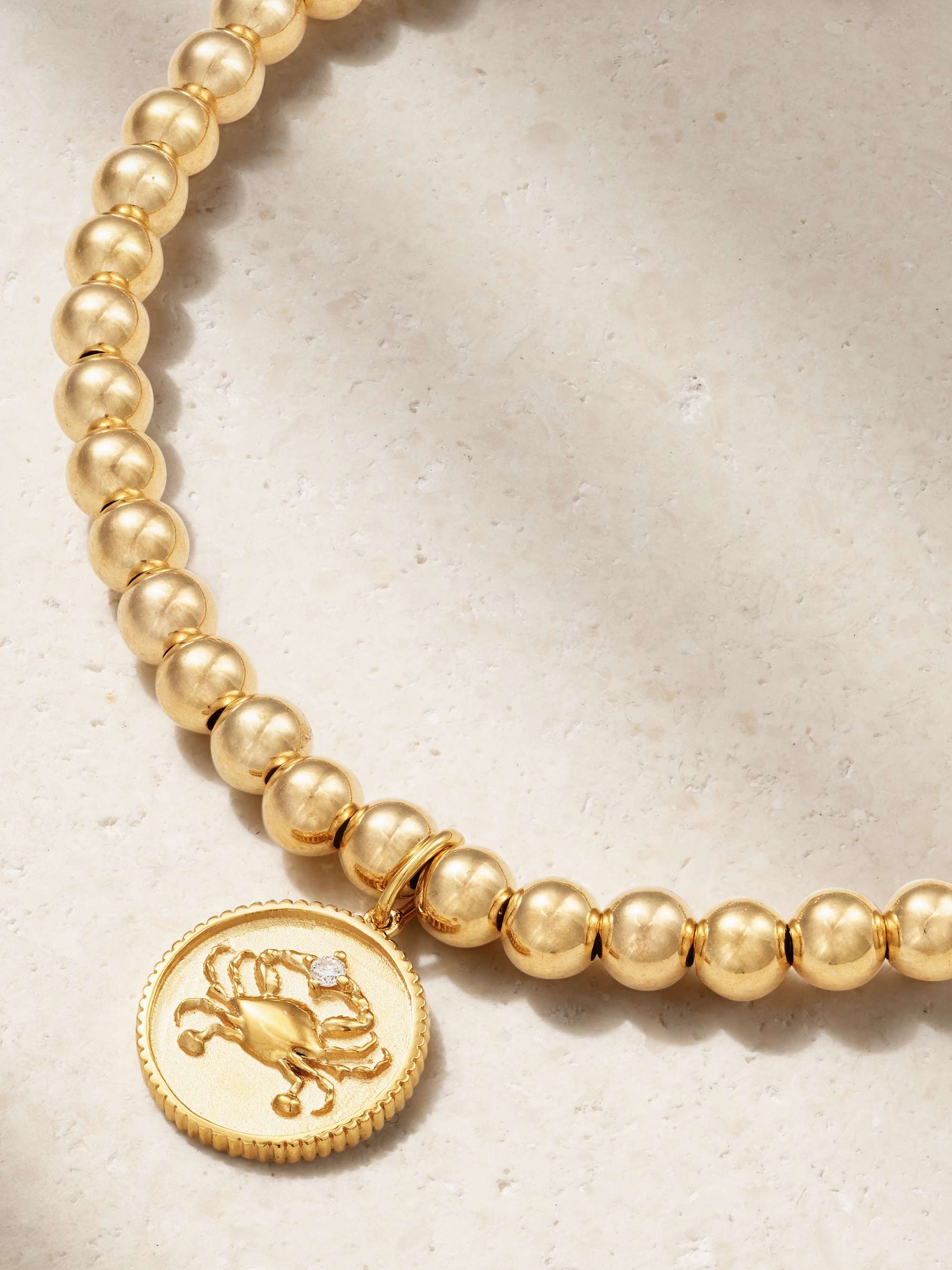 SYDNEY EVAN Cancer 14-karat gold diamond bracelet