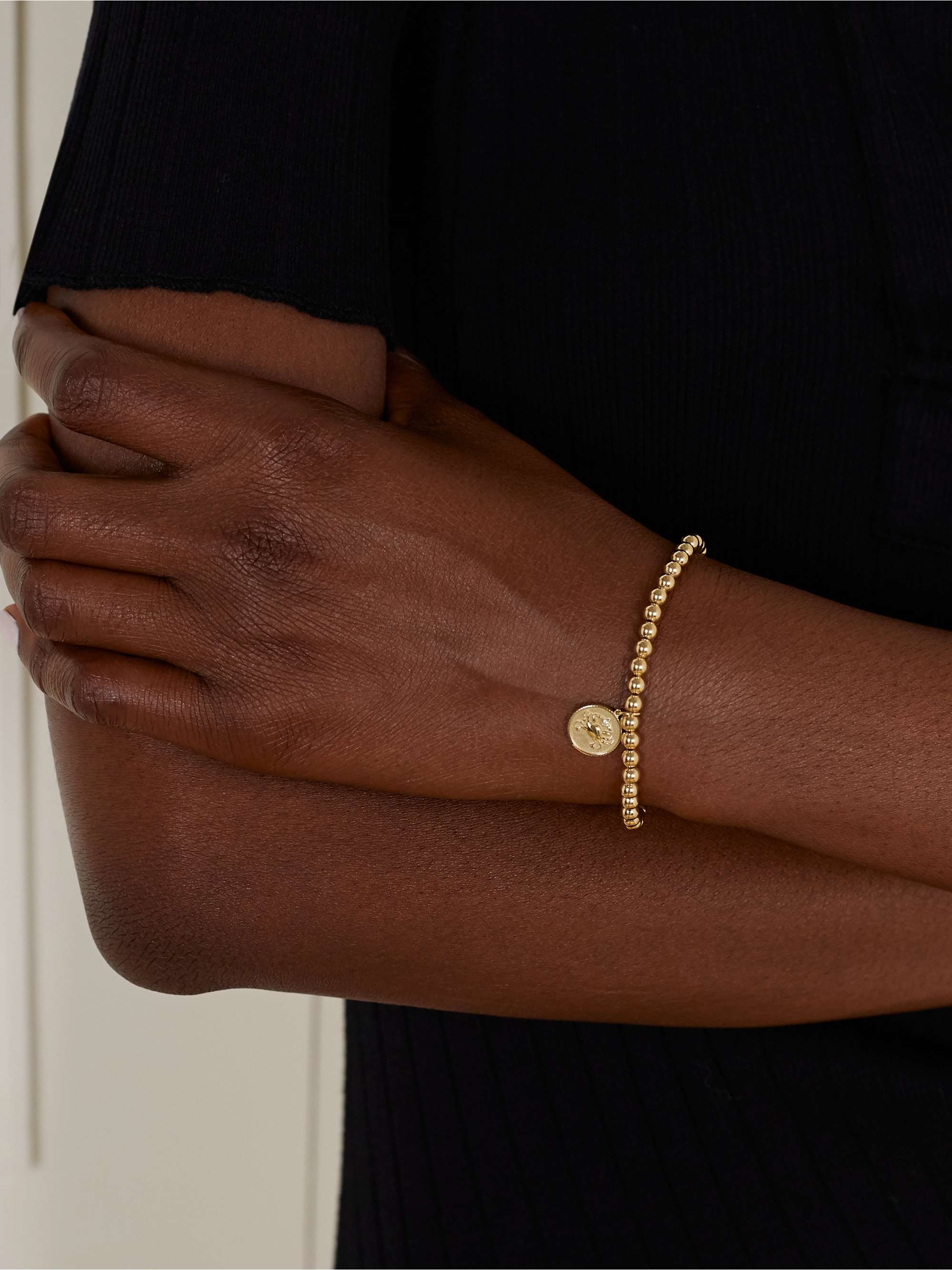 SYDNEY EVAN Cancer 14-karat gold diamond bracelet