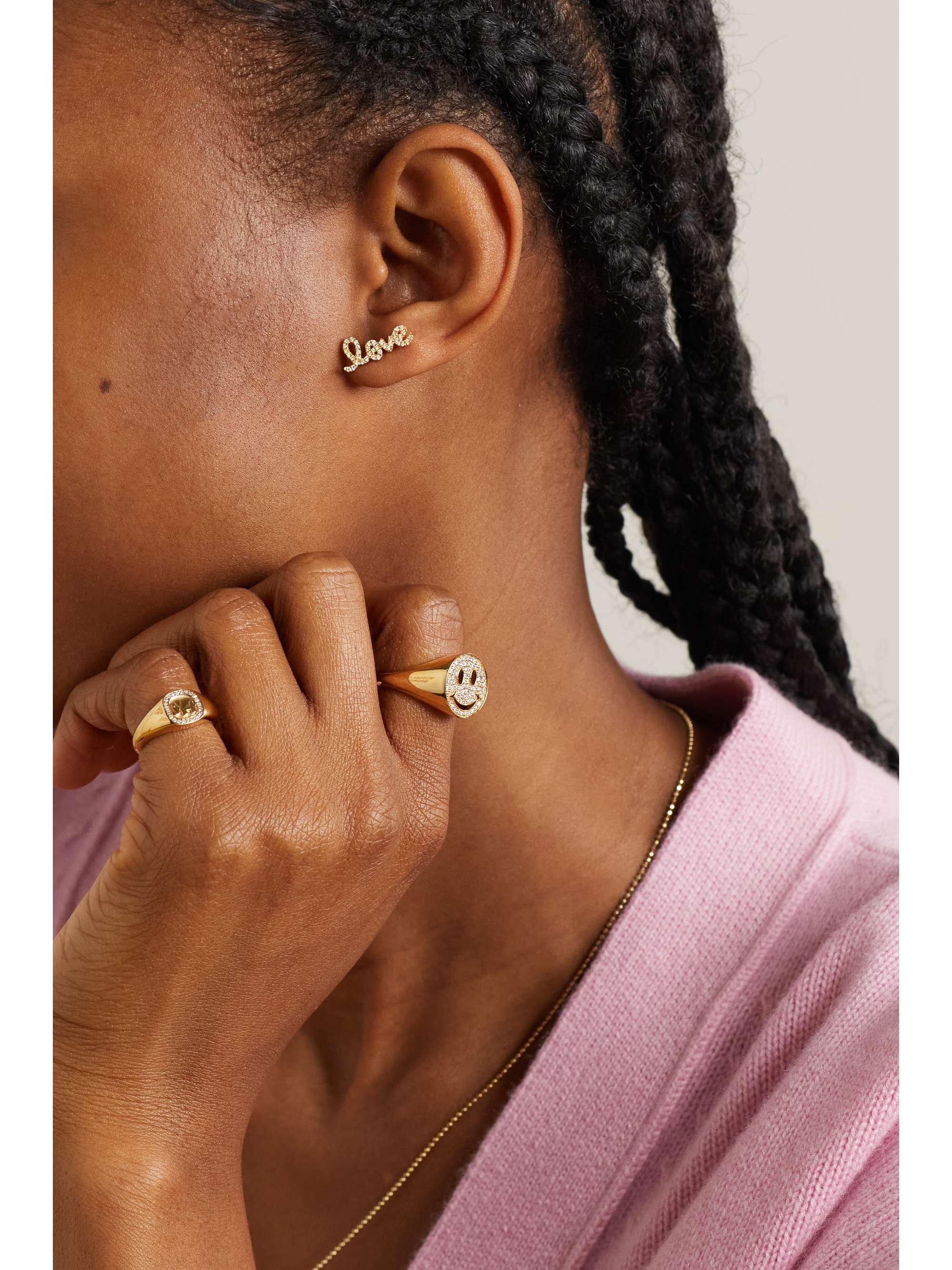 SYDNEY EVAN Love 14-karat gold diamond single earring