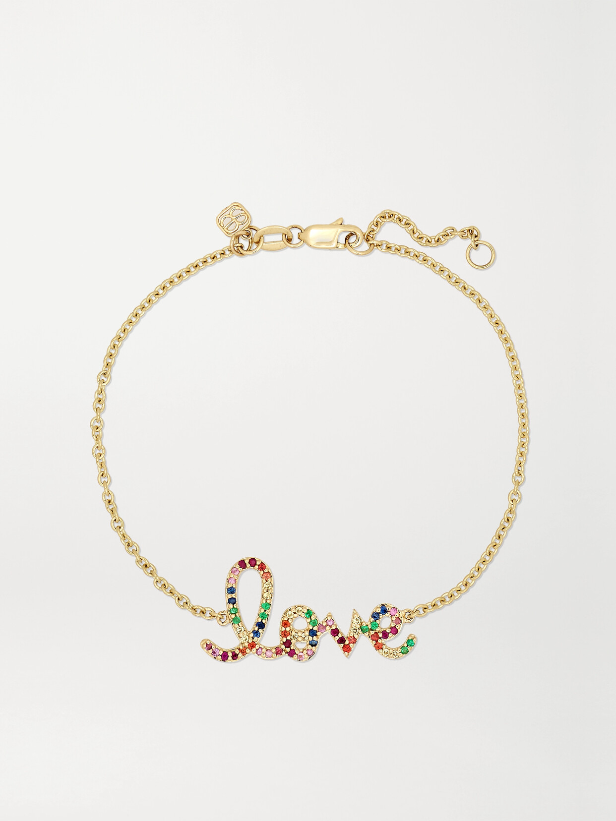 Shop Sydney Evan Medium Love 14-karat Gold Multi-stone Bracelet