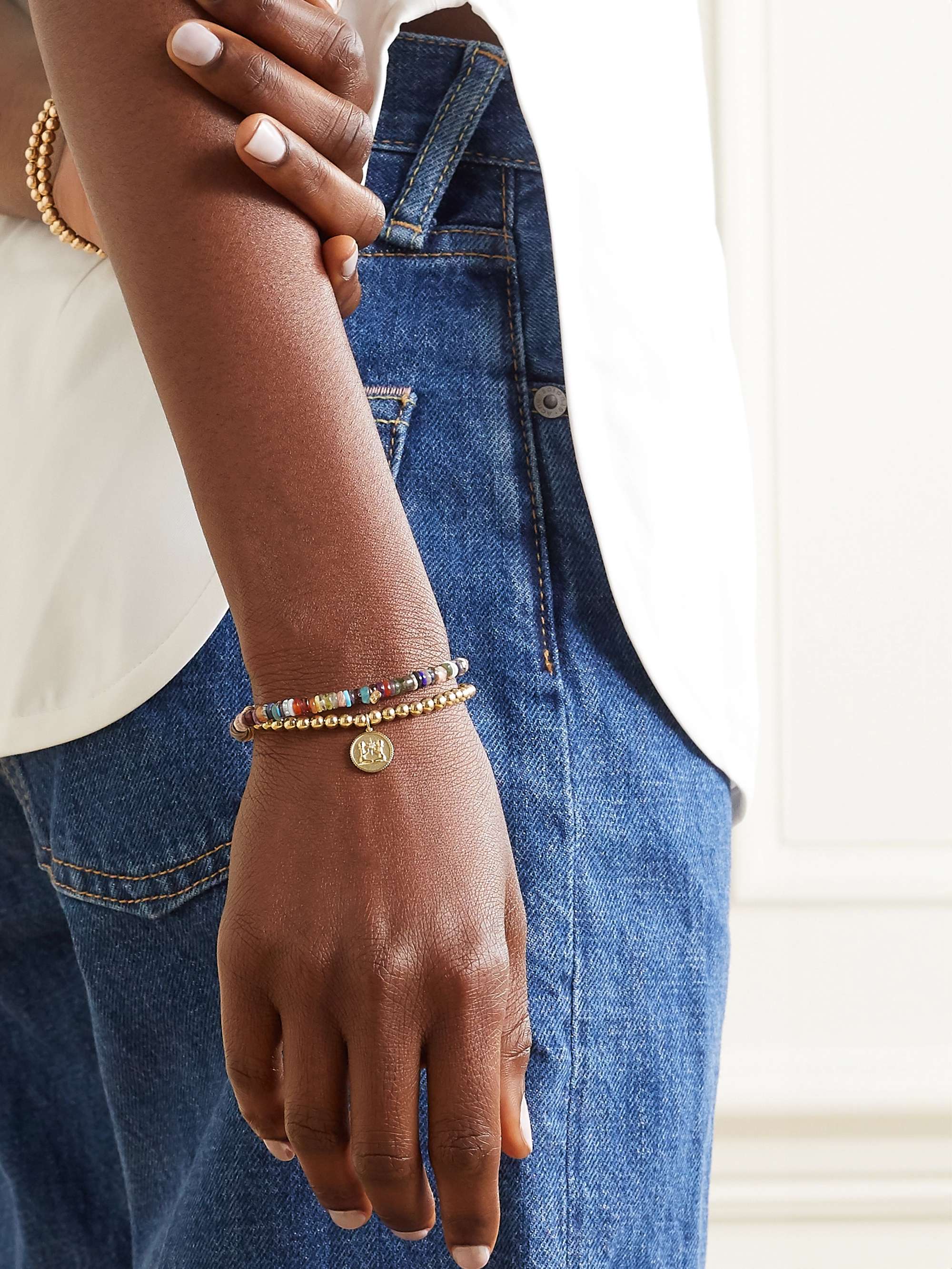 SYDNEY EVAN Gemini 14-karat gold diamond bracelet