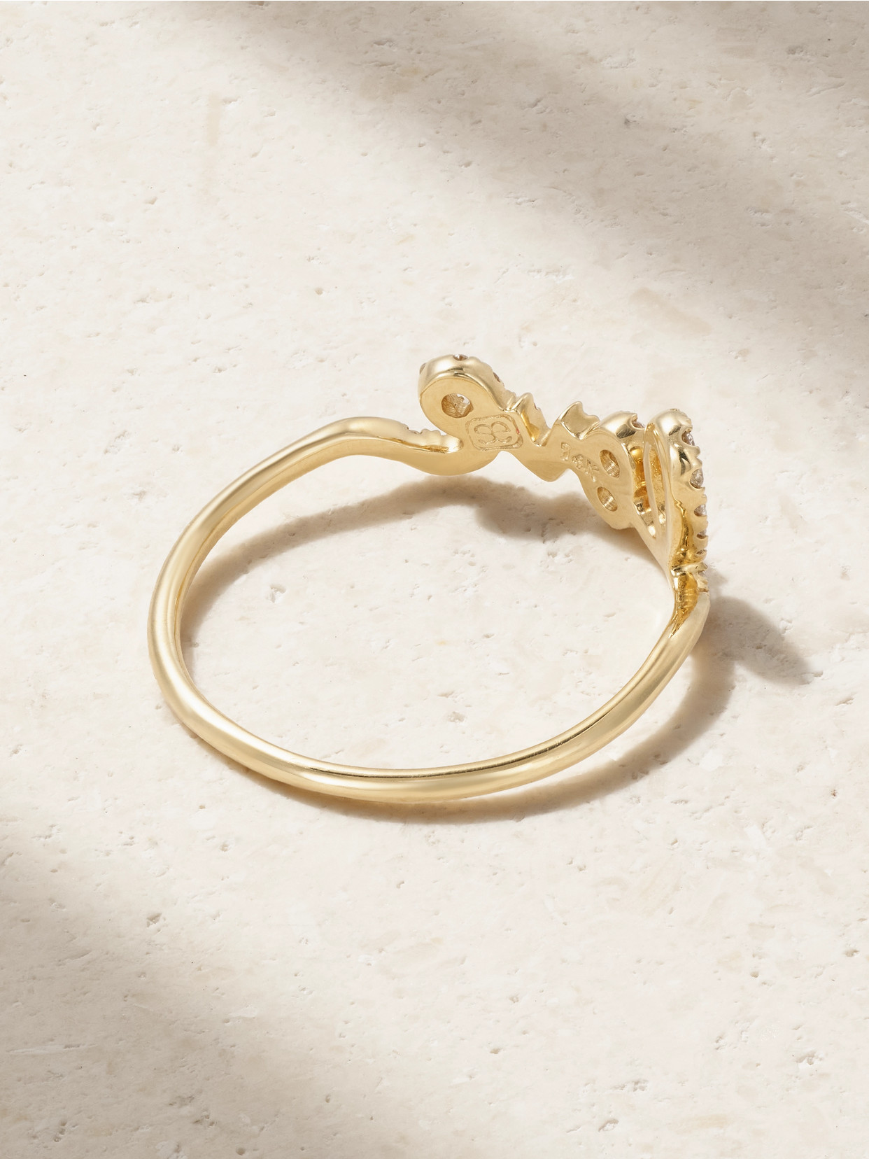 Sydney Evan 14k Gold Diamond Love Script Ring In Gold